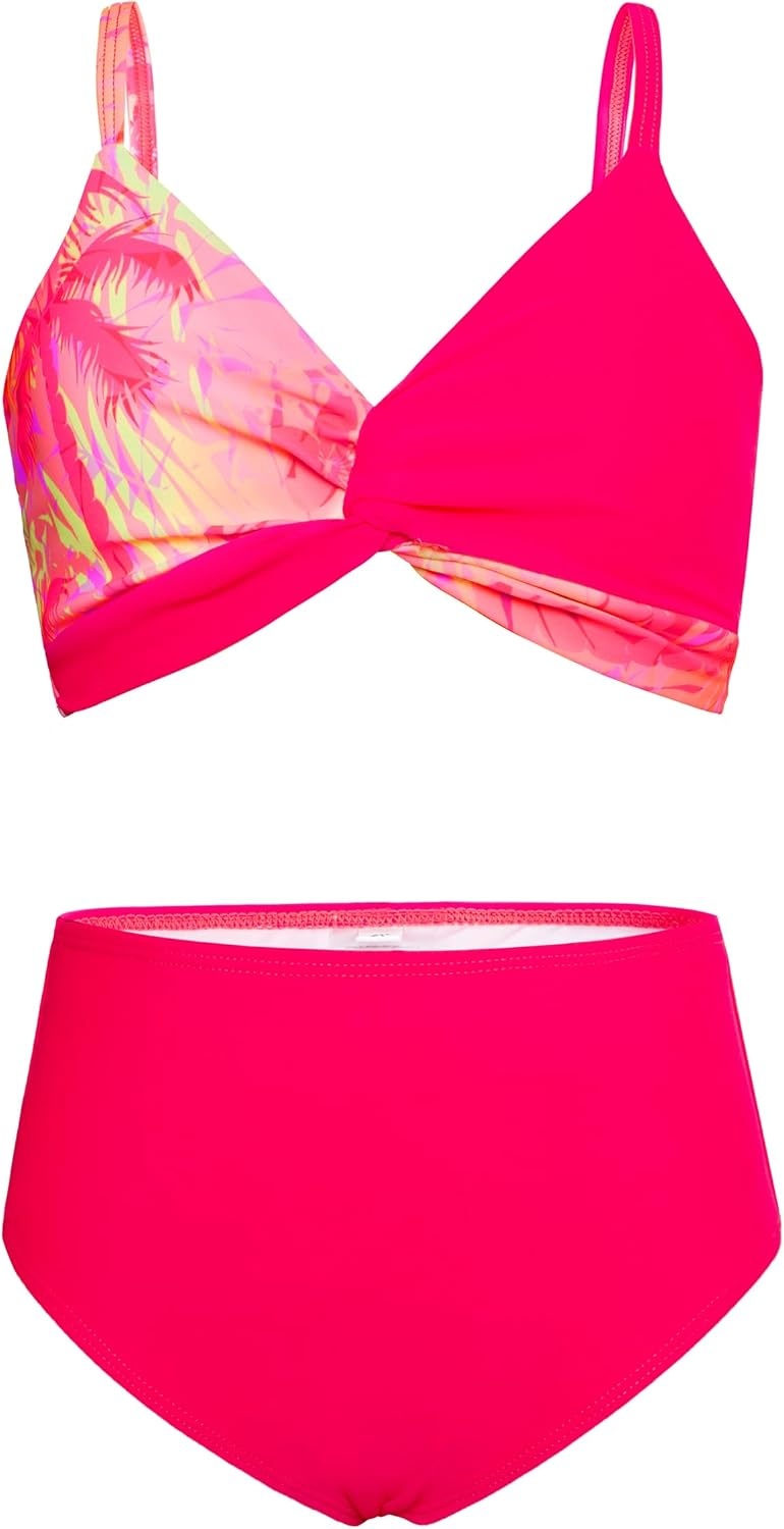 image:imageGRACE KARIN Girls 4 Piece Tankini Bikini Bathing Swimsuit with Pants 716Hot Pink