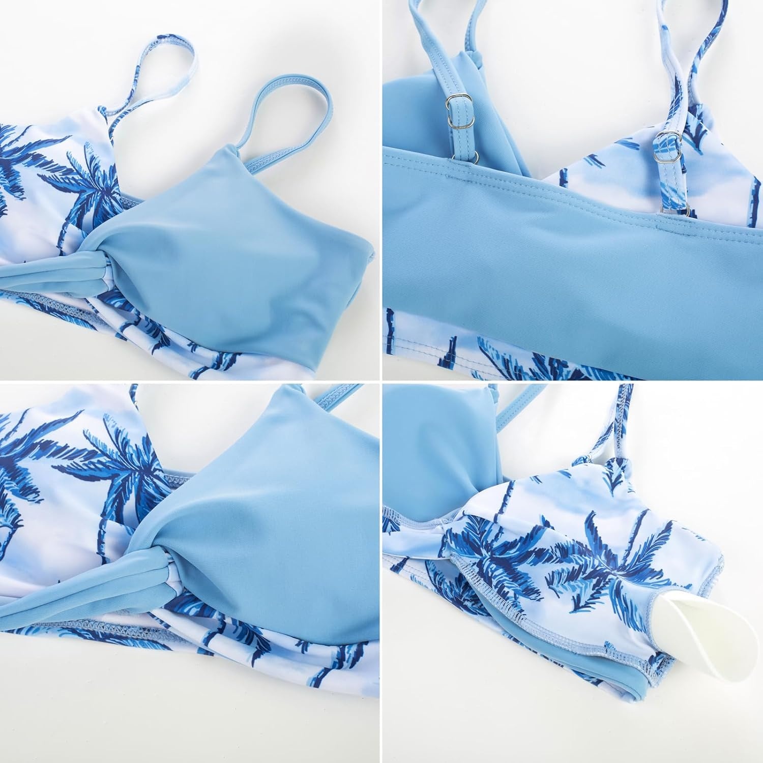 image:imageGRACE KARIN Girls 4 Piece Tankini Bikini Bathing Swimsuit with Pants 716Navycoconut Tree