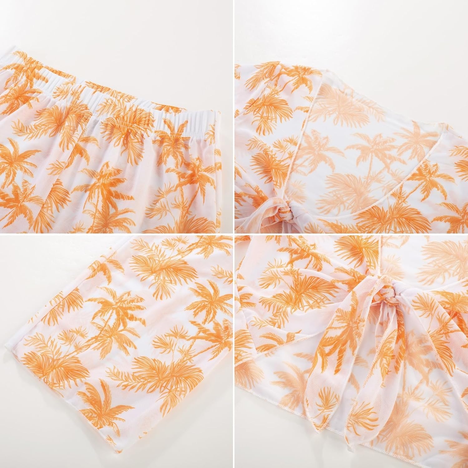 image:imageGRACE KARIN Girls 4 Piece Tankini Bikini Bathing Swimsuit with Pants 716Orangecoconut Tree New