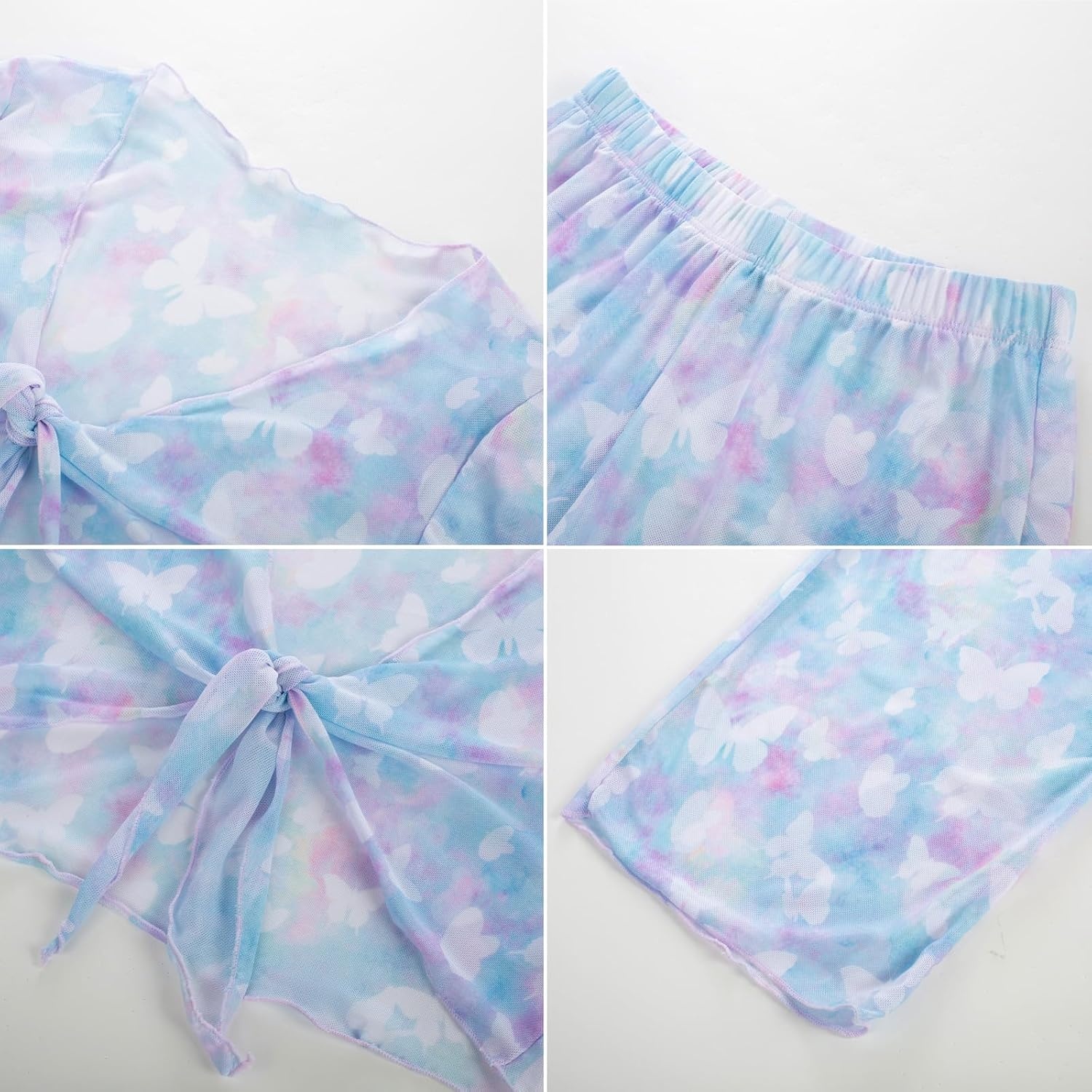 image:imageGRACE KARIN Girls 4 Piece Tankini Bikini Bathing Swimsuit with Pants 716Purplebutterfly