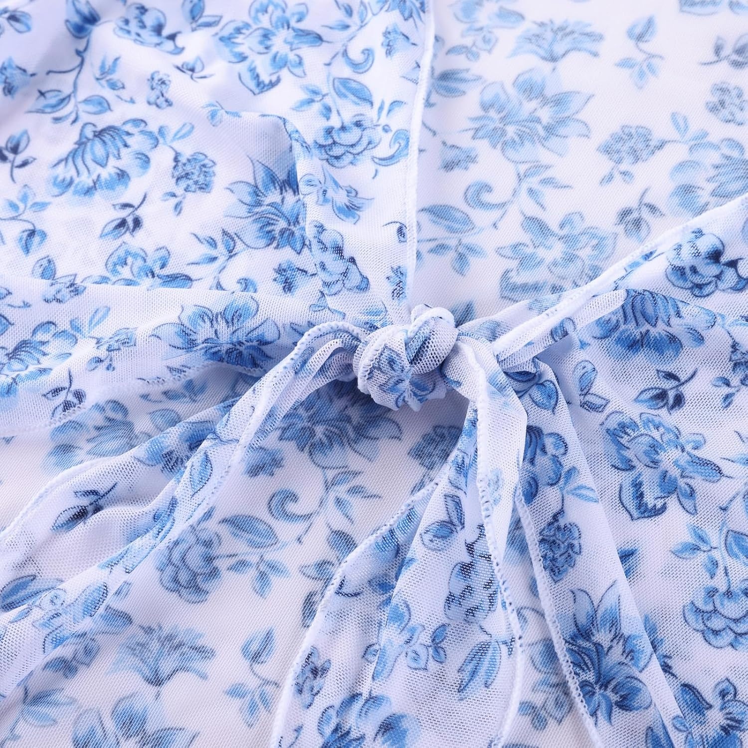 image:imageGRACE KARIN Girls 4 Piece Tankini Bikini Bathing Swimsuit with Pants 716Trendy White Blue Floral