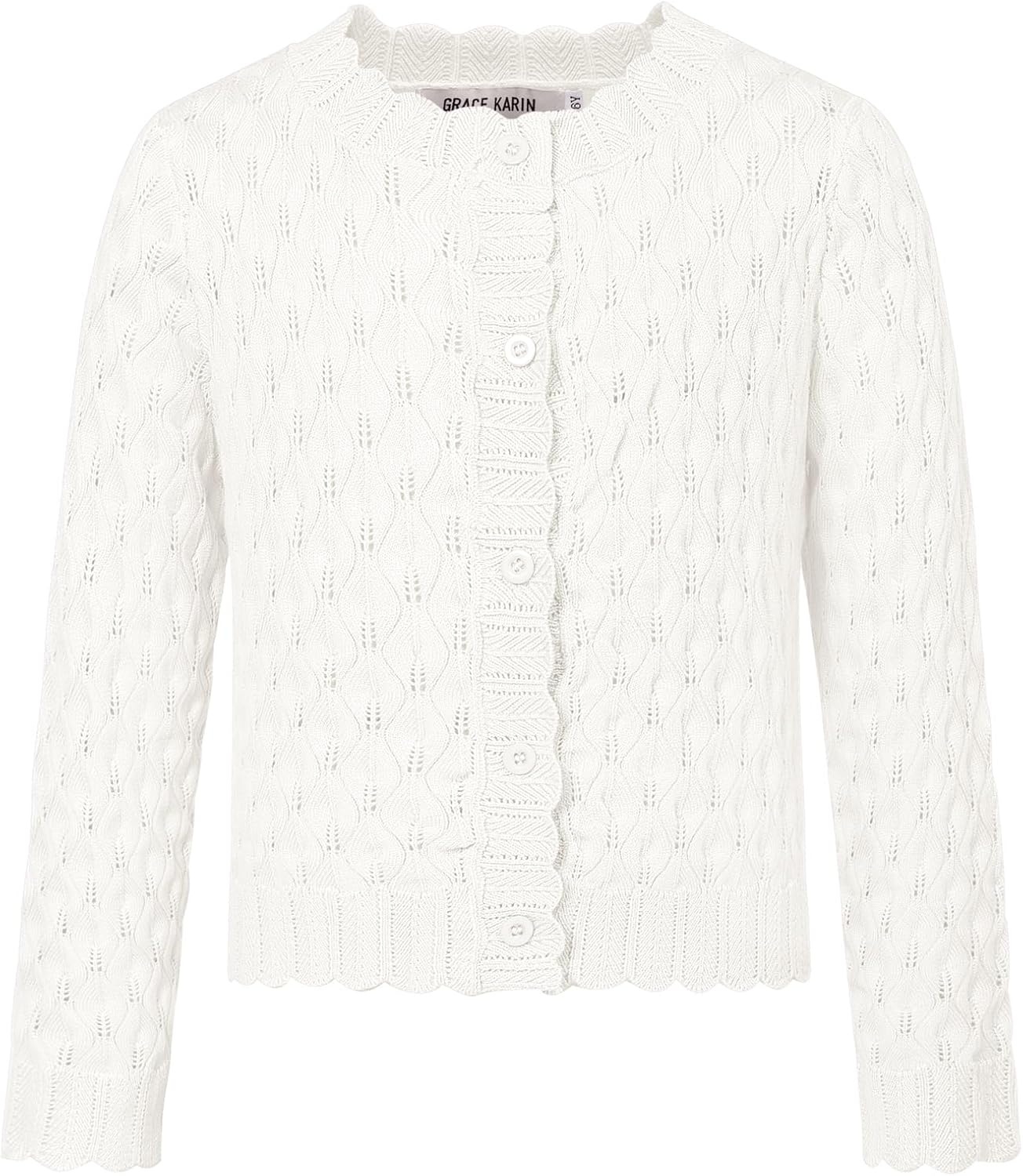 image:imageGRACE KARIN Girls Cardigan Button Down Knit Sweater 612YIvory