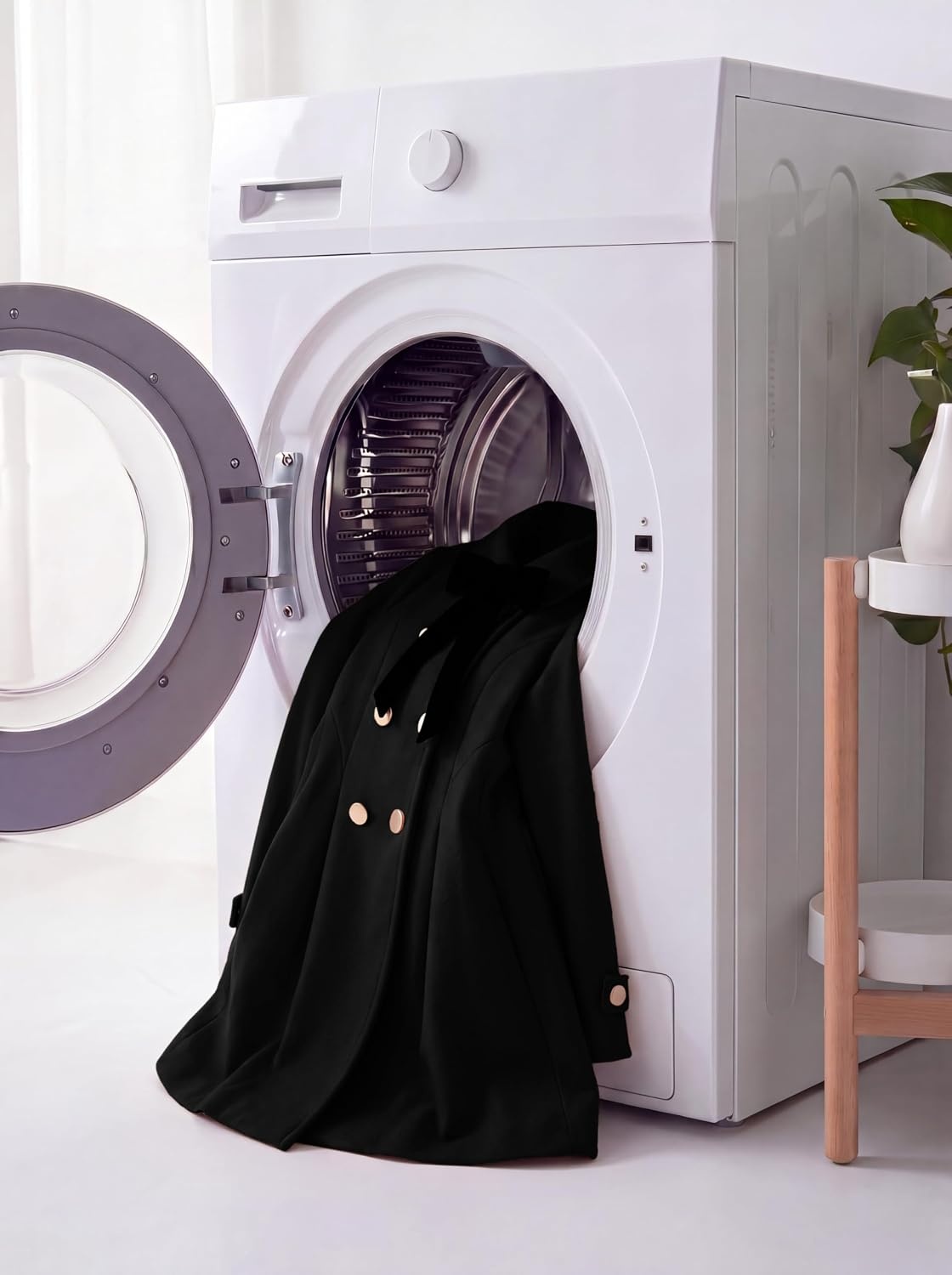 image:imageGRACE KARIN Girls Dress Coat Fall Winter Double Breasted Peacoat Bow PocketBlack