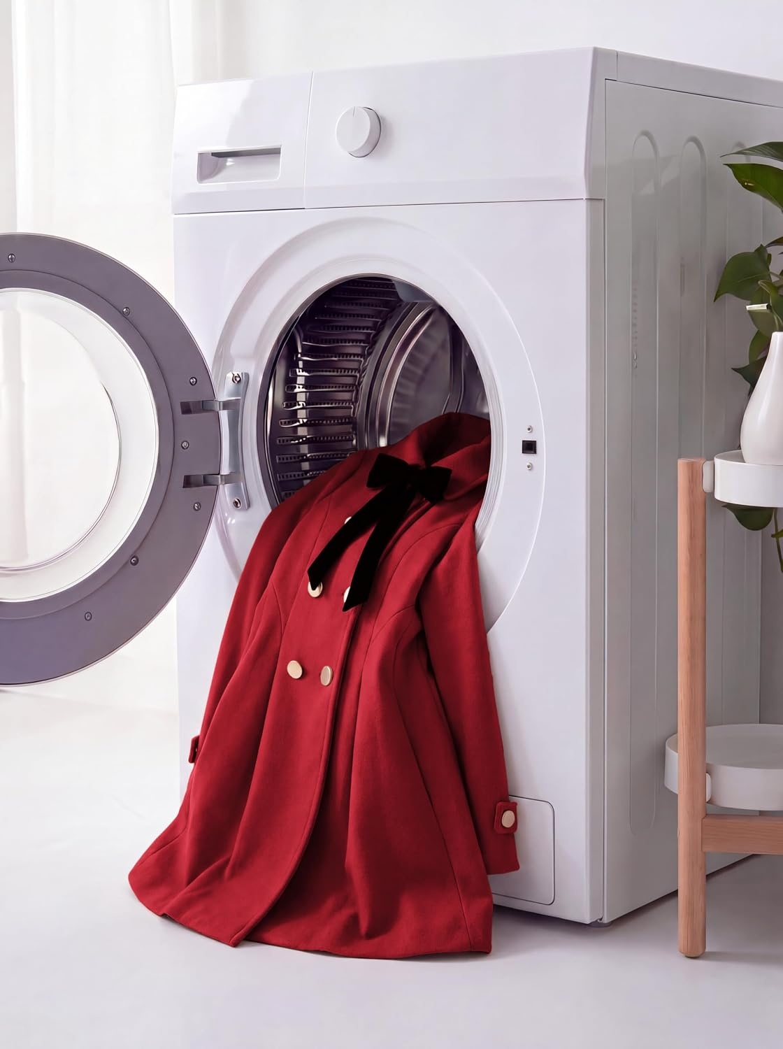 image:imageGRACE KARIN Girls Dress Coat Fall Winter Double Breasted Peacoat Bow PocketRed
