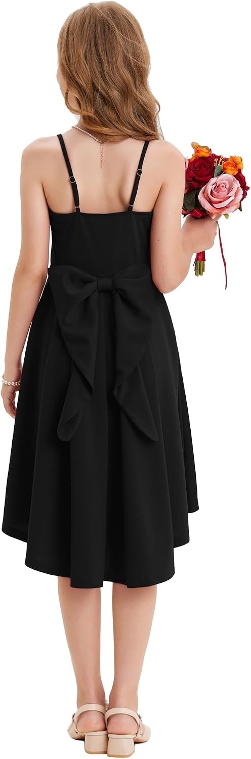image:imageGRACE KARIN Girls Dress Formal Party High Low Bow Back Teen Tween 714YBlack