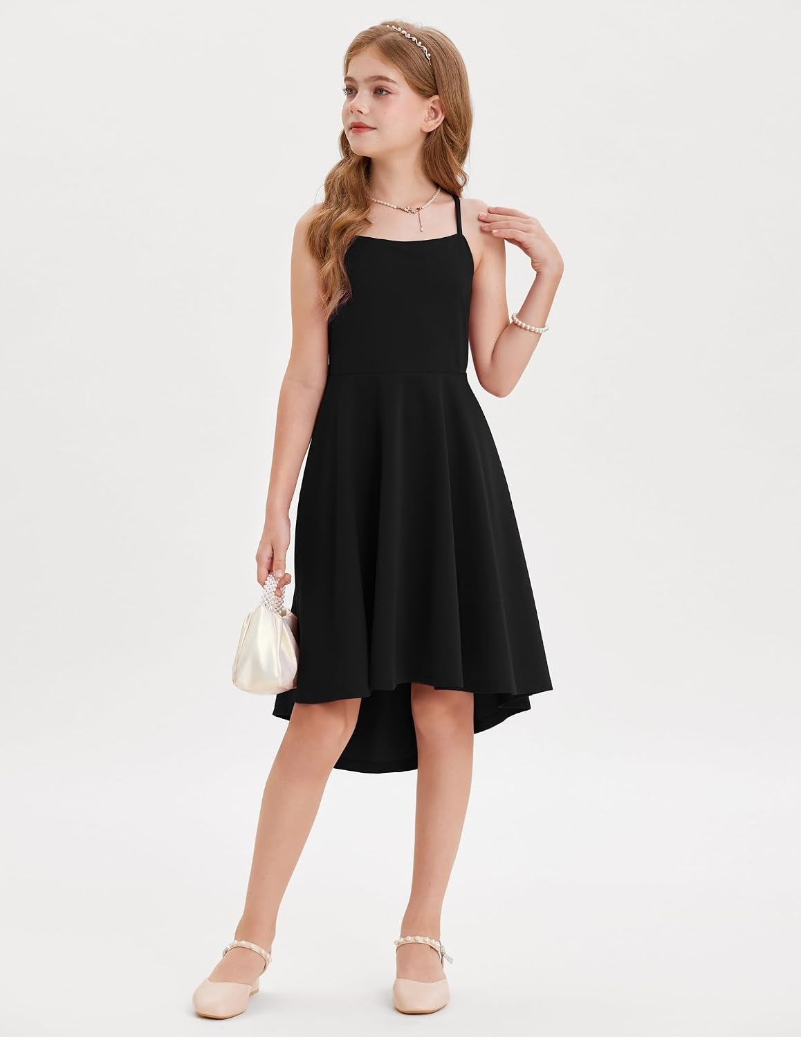 image:imageGRACE KARIN Girls Dress Formal Party High Low Bow Back Teen Tween 714YBlack