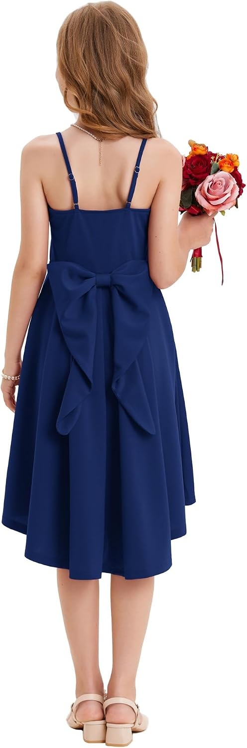 image:imageGRACE KARIN Girls Dress Formal Party High Low Bow Back Teen Tween 714YNavy