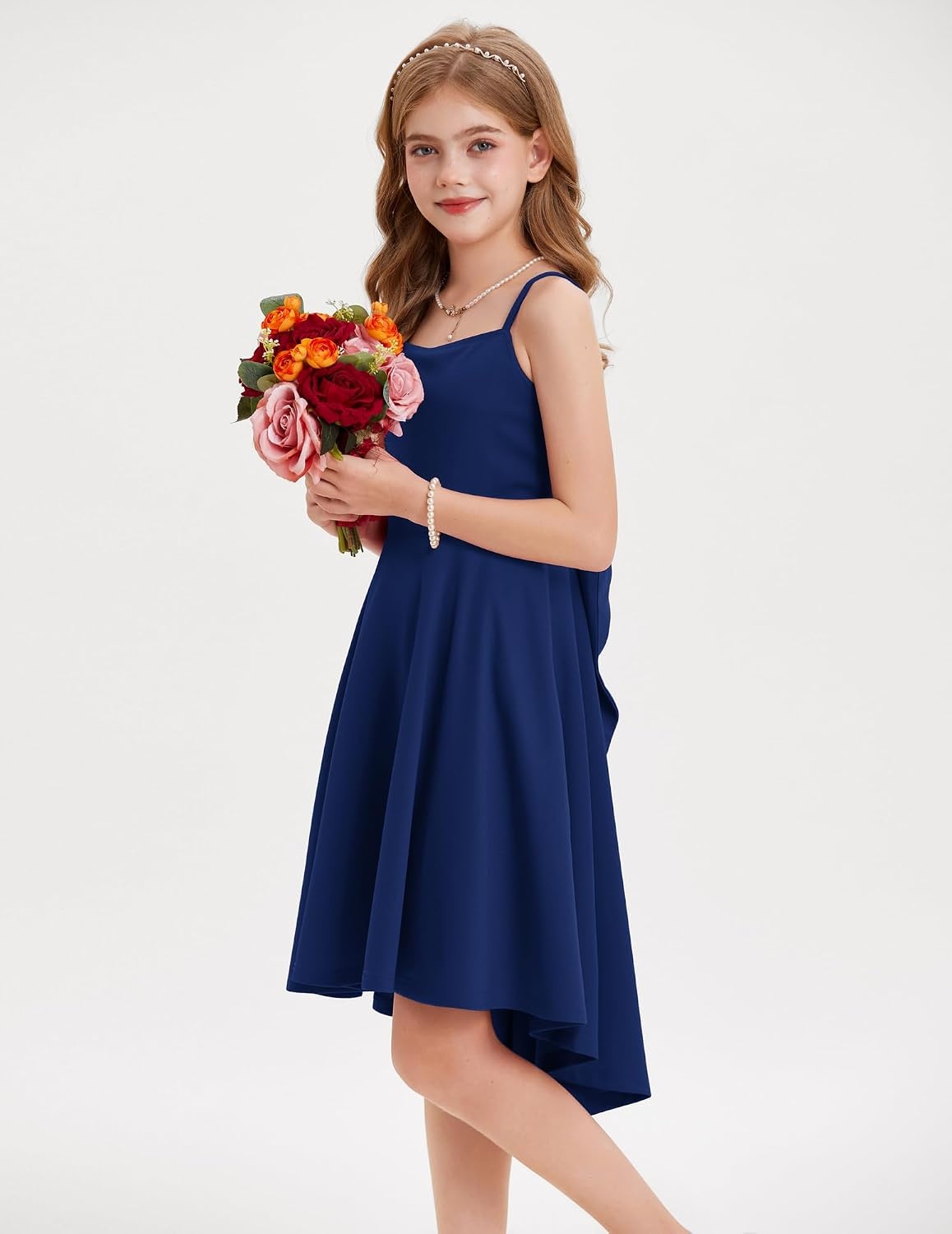 image:imageGRACE KARIN Girls Dress Formal Party High Low Bow Back Teen Tween 714YNavy