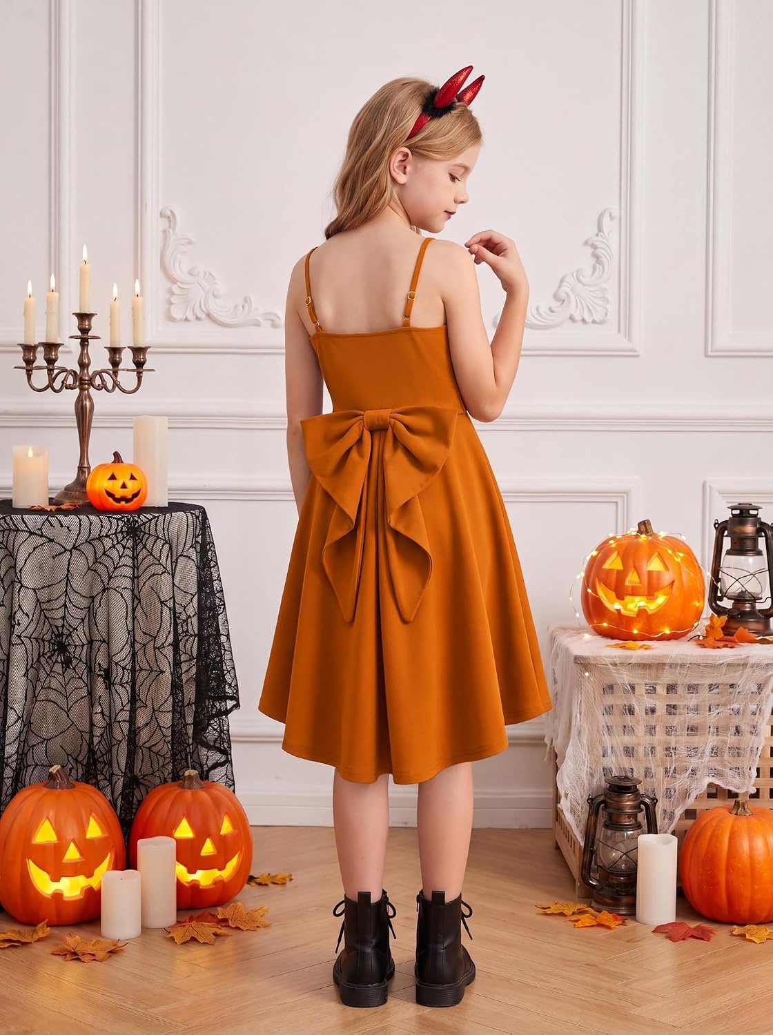 image:imageGRACE KARIN Girls Dress Formal Party High Low Bow Back Teen Tween 714YPumpkin Orange