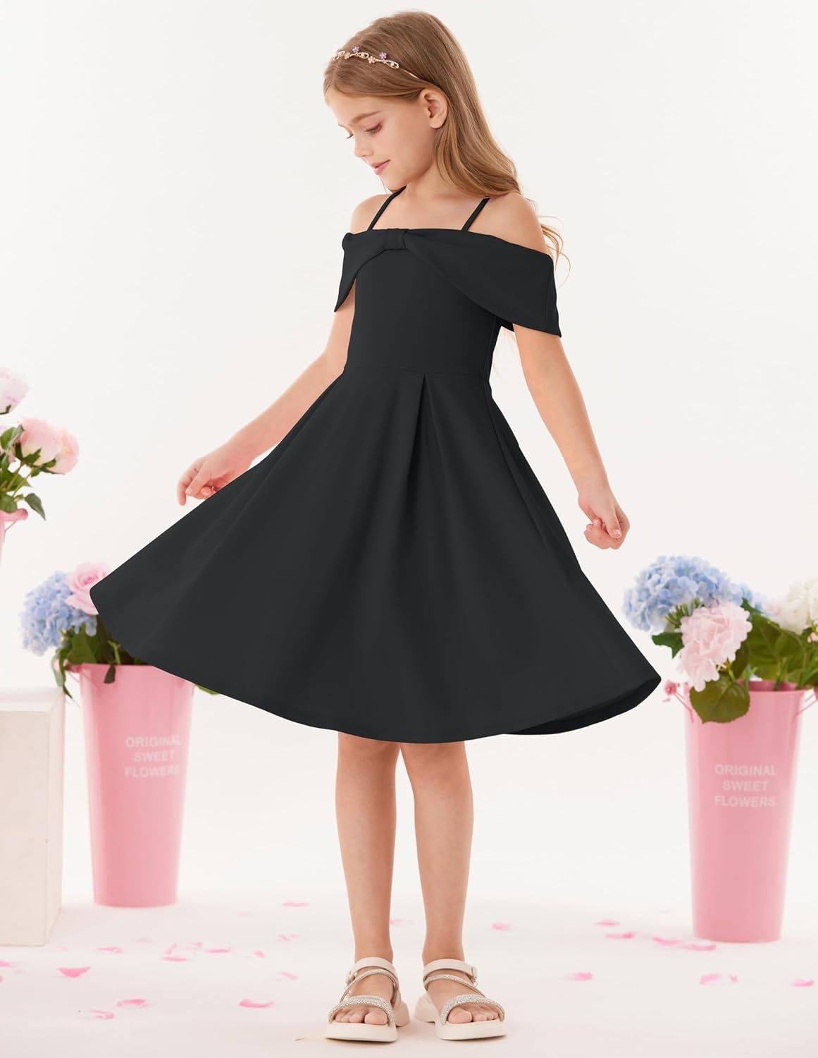 image:imageGRACE KARIN Girls Dress Off Shoulder Casual Party Dresses for 614 YearsBlack