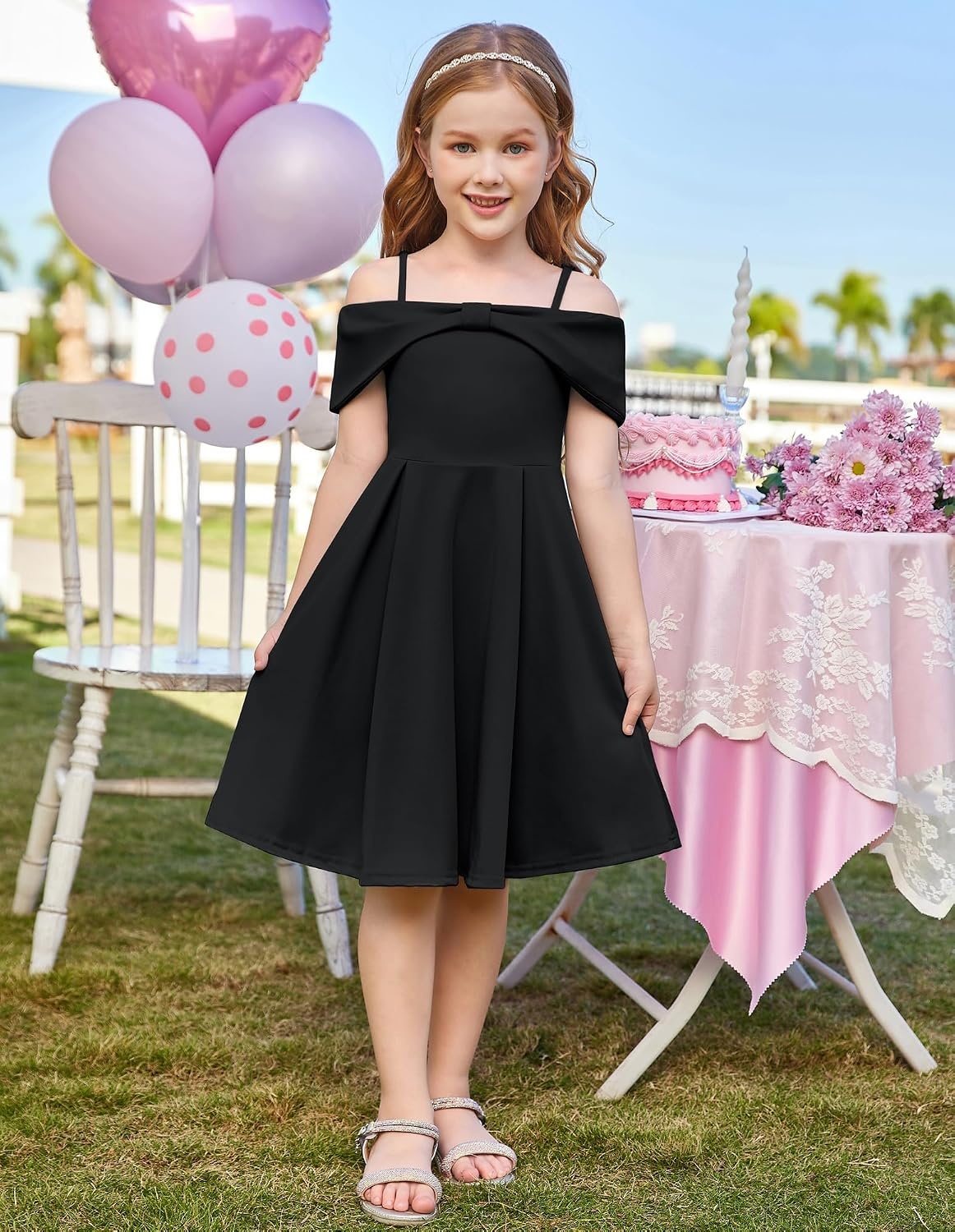 image:imageGRACE KARIN Girls Dress Off Shoulder Casual Party Dresses for 614 YearsBlack
