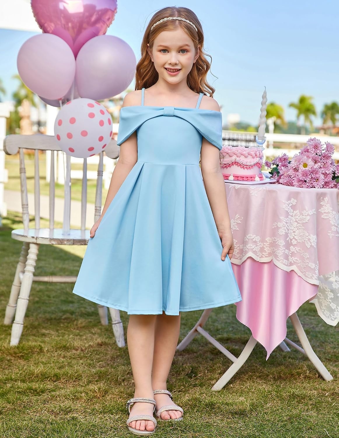 image:imageGRACE KARIN Girls Dress Off Shoulder Casual Party Dresses for 614 YearsBlue