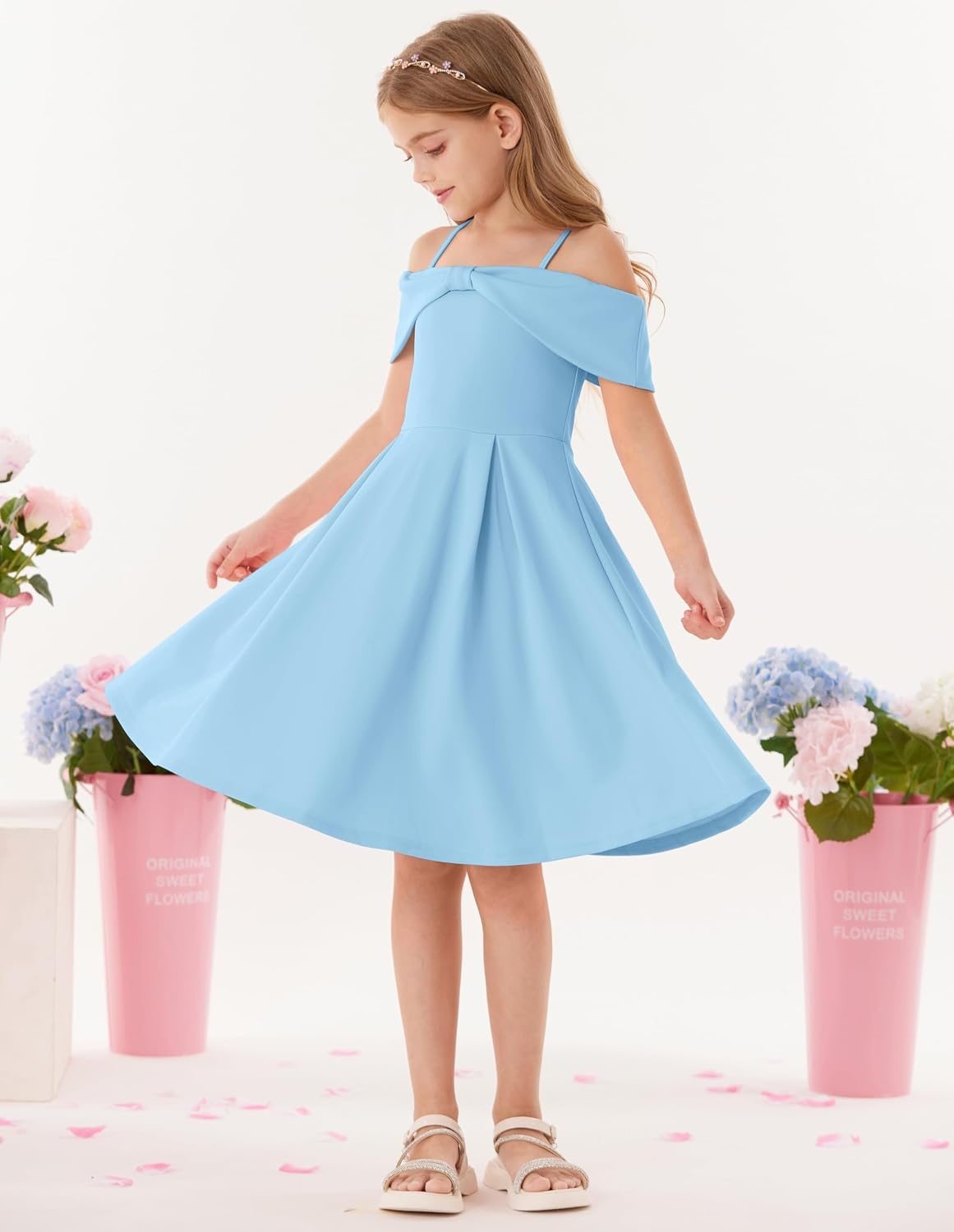 image:imageGRACE KARIN Girls Dress Off Shoulder Casual Party Dresses for 614 YearsBlue