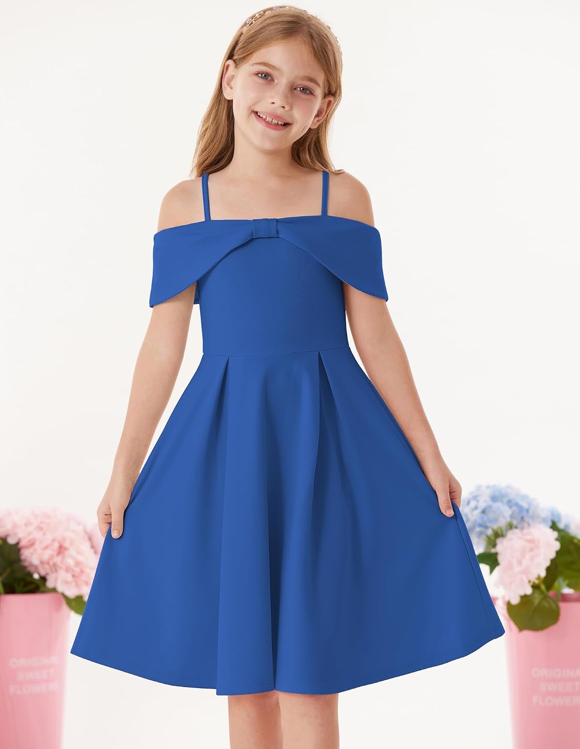 image:imageGRACE KARIN Girls Dress Off Shoulder Casual Party Dresses for 614 YearsDark Blue