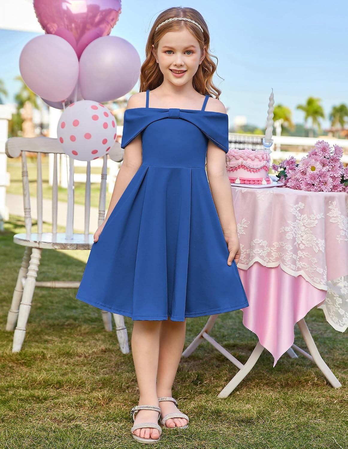 image:imageGRACE KARIN Girls Dress Off Shoulder Casual Party Dresses for 614 YearsDark Blue