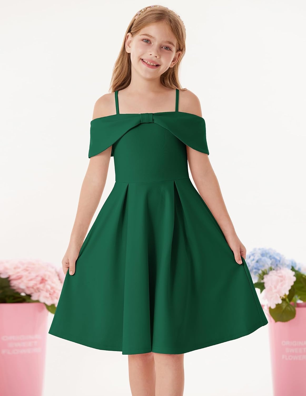 image:imageGRACE KARIN Girls Dress Off Shoulder Casual Party Dresses for 614 YearsDark Green