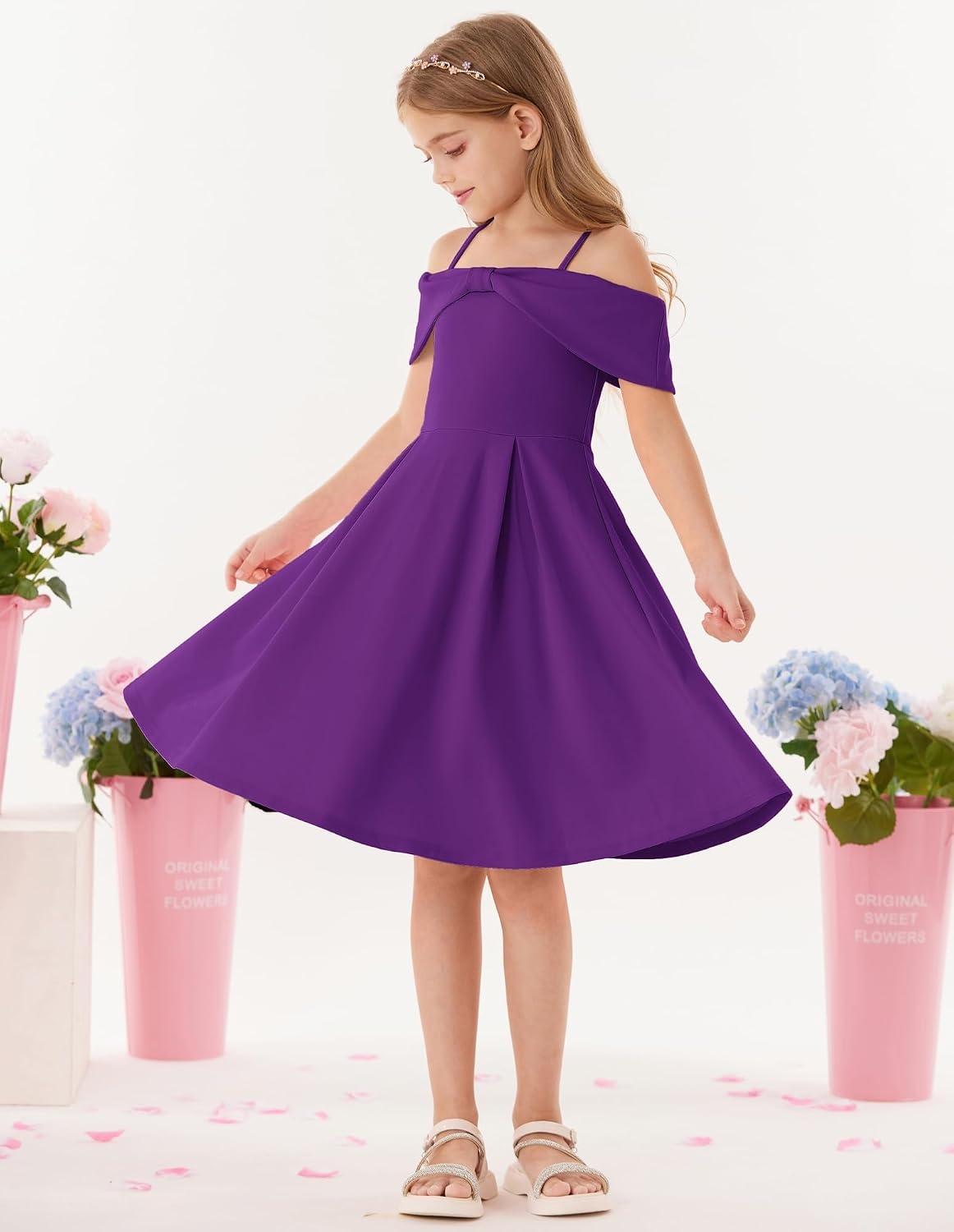 image:imageGRACE KARIN Girls Dress Off Shoulder Casual Party Dresses for 614 YearsDark Purple
