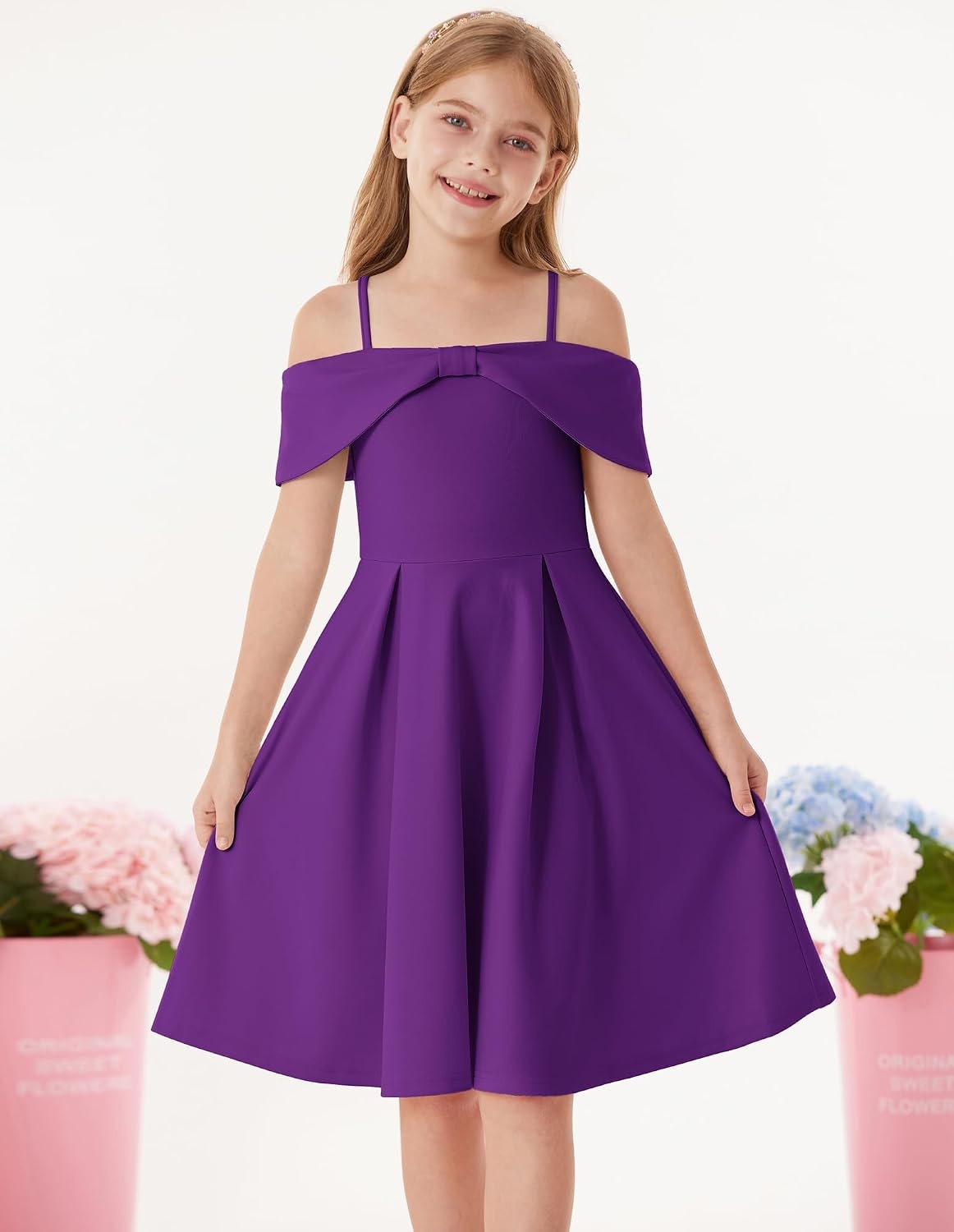 image:imageGRACE KARIN Girls Dress Off Shoulder Casual Party Dresses for 614 YearsDark Purple