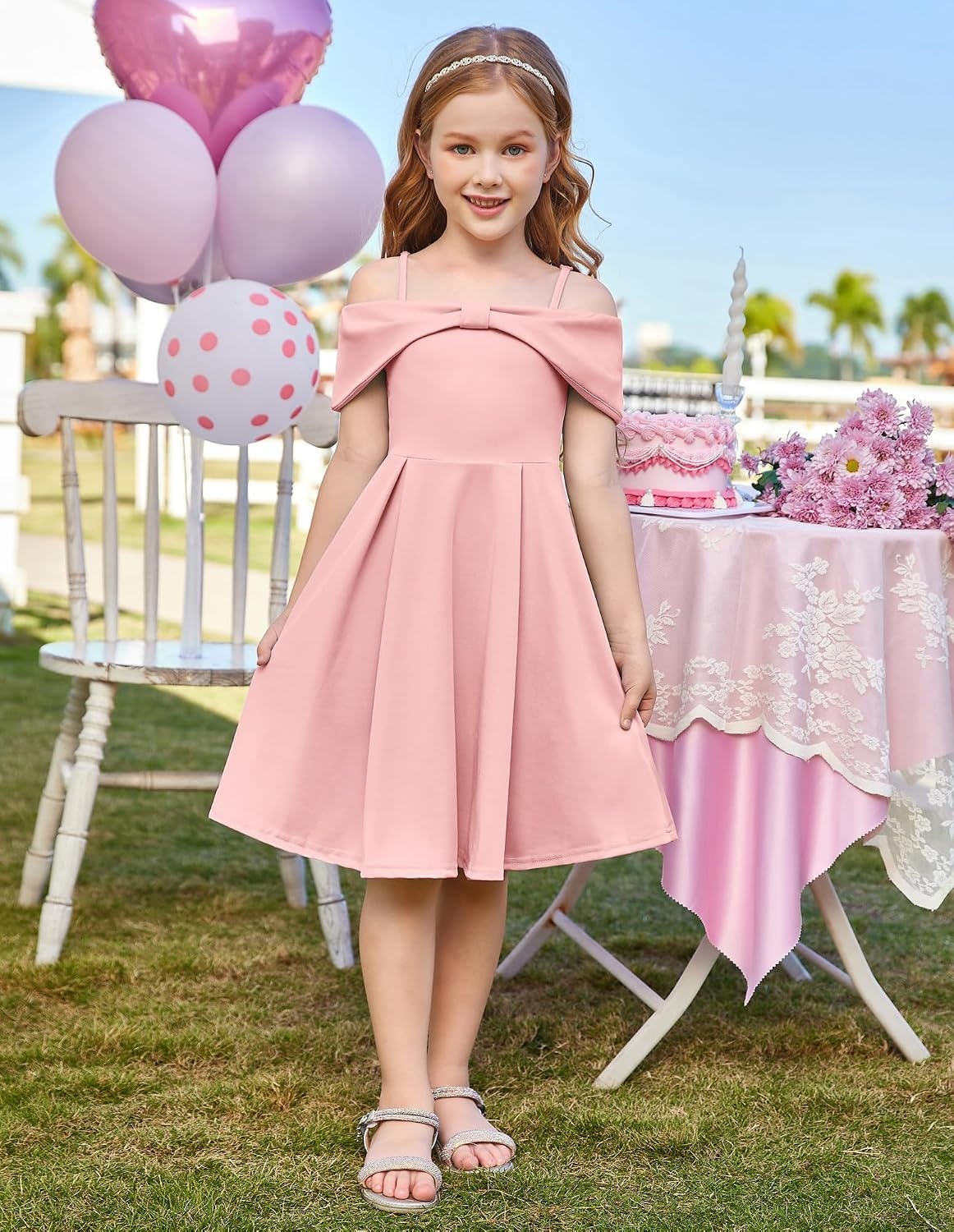 image:imageGRACE KARIN Girls Dress Off Shoulder Casual Party Dresses for 614 YearsPink