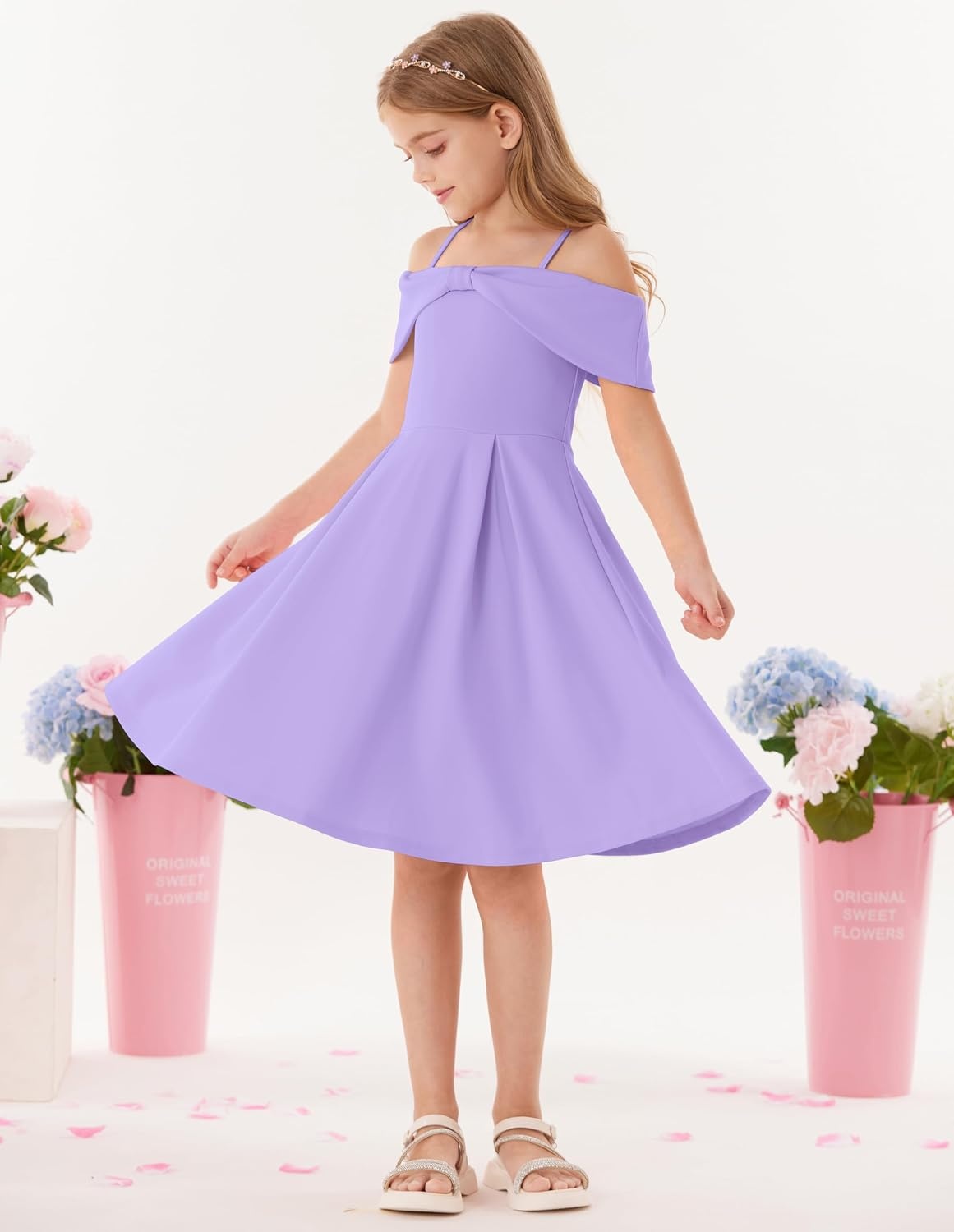 image:imageGRACE KARIN Girls Dress Off Shoulder Casual Party Dresses for 614 YearsPurple