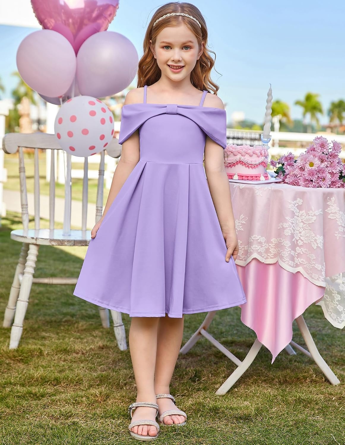 image:imageGRACE KARIN Girls Dress Off Shoulder Casual Party Dresses for 614 YearsPurple