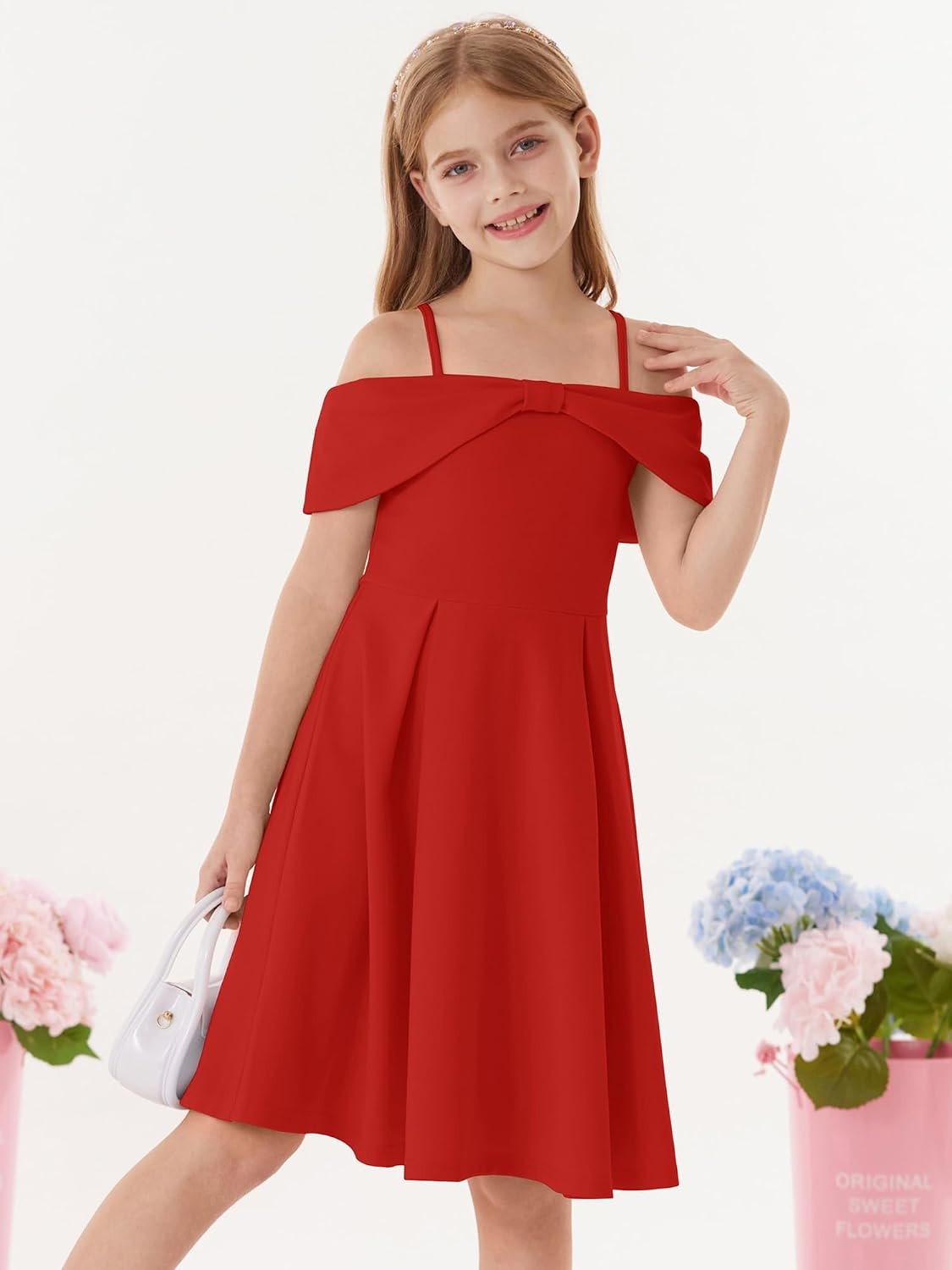 image:imageGRACE KARIN Girls Dress Off Shoulder Casual Party Dresses for 614 YearsRed