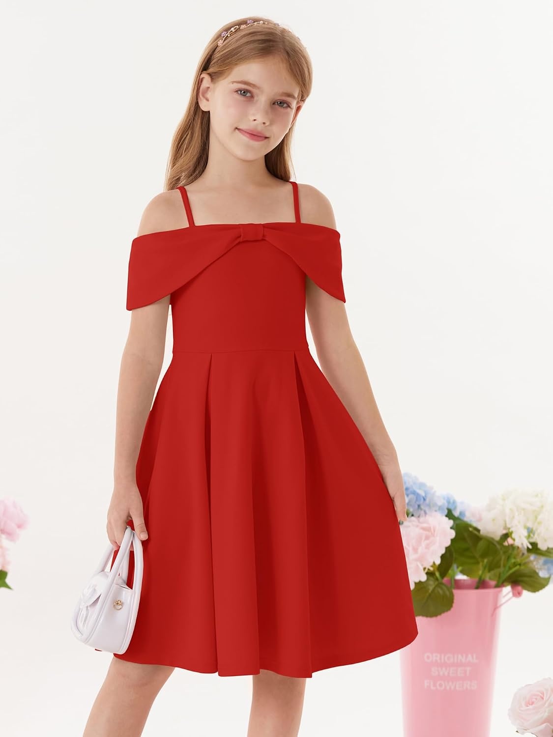 image:imageGRACE KARIN Girls Dress Off Shoulder Casual Party Dresses for 614 YearsRed