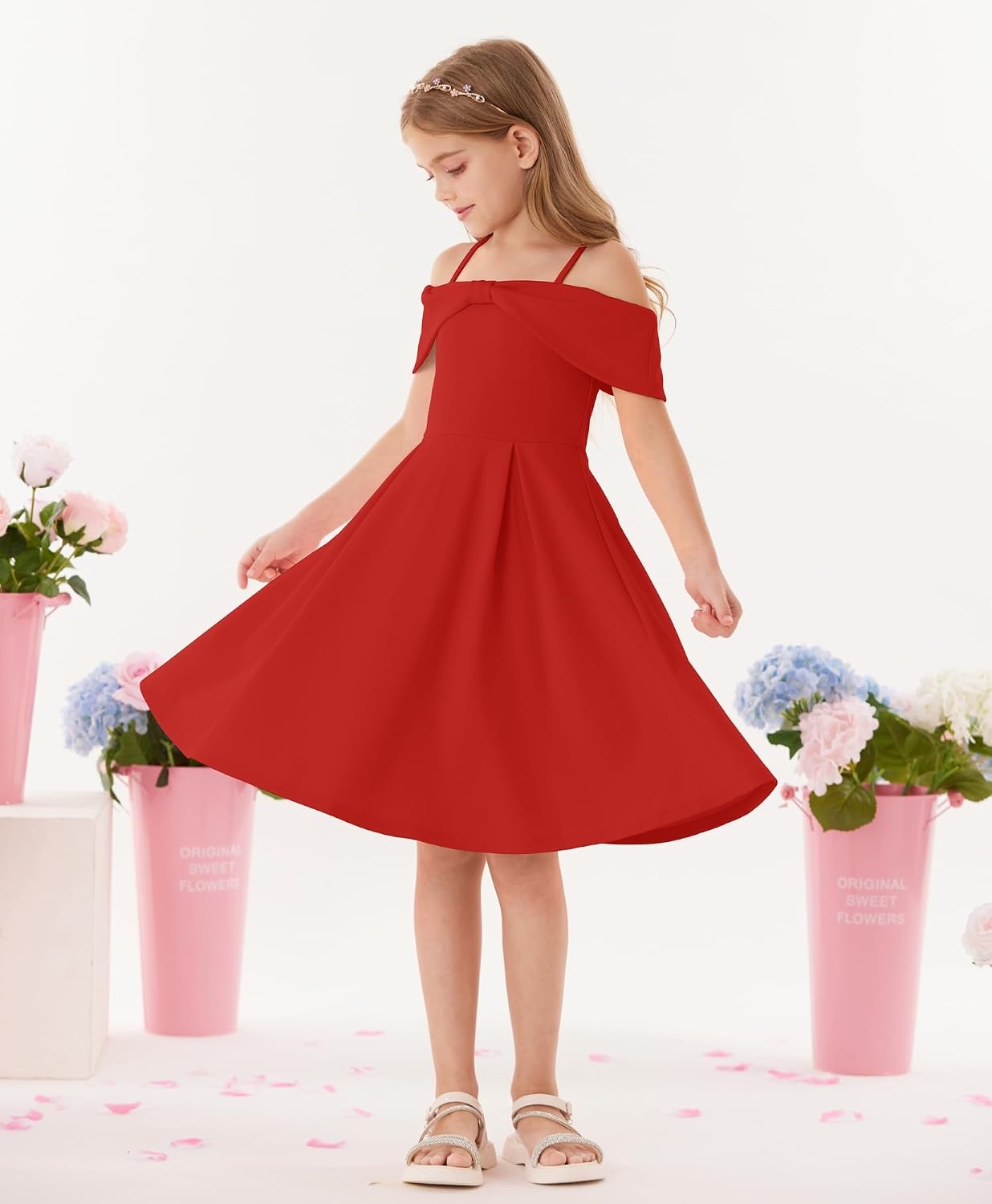 image:imageGRACE KARIN Girls Dress Off Shoulder Casual Party Dresses for 614 YearsRed
