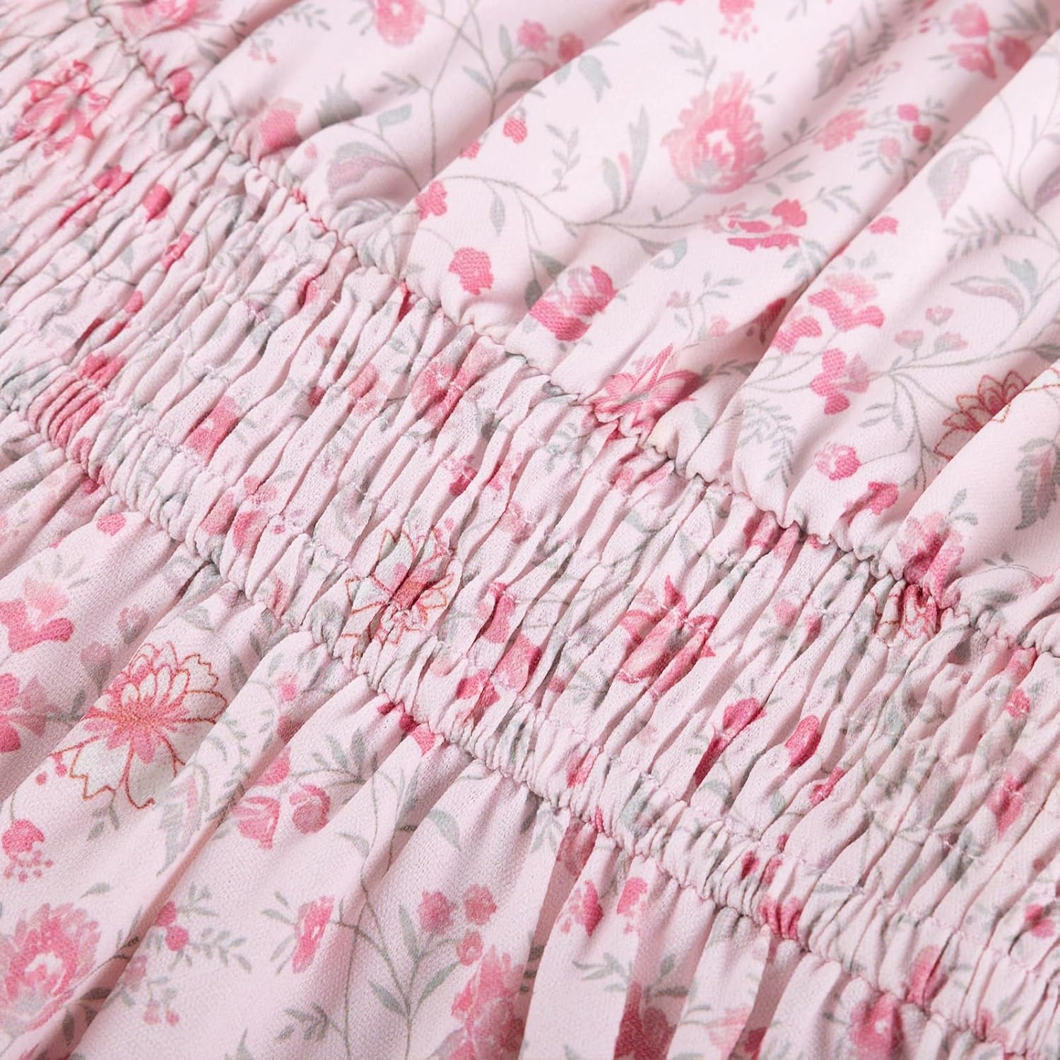 image:imageGRACE KARIN Girls Fall Dress Floral Long Sleeve Midi Smocked Waist HolidayBlush Bloom