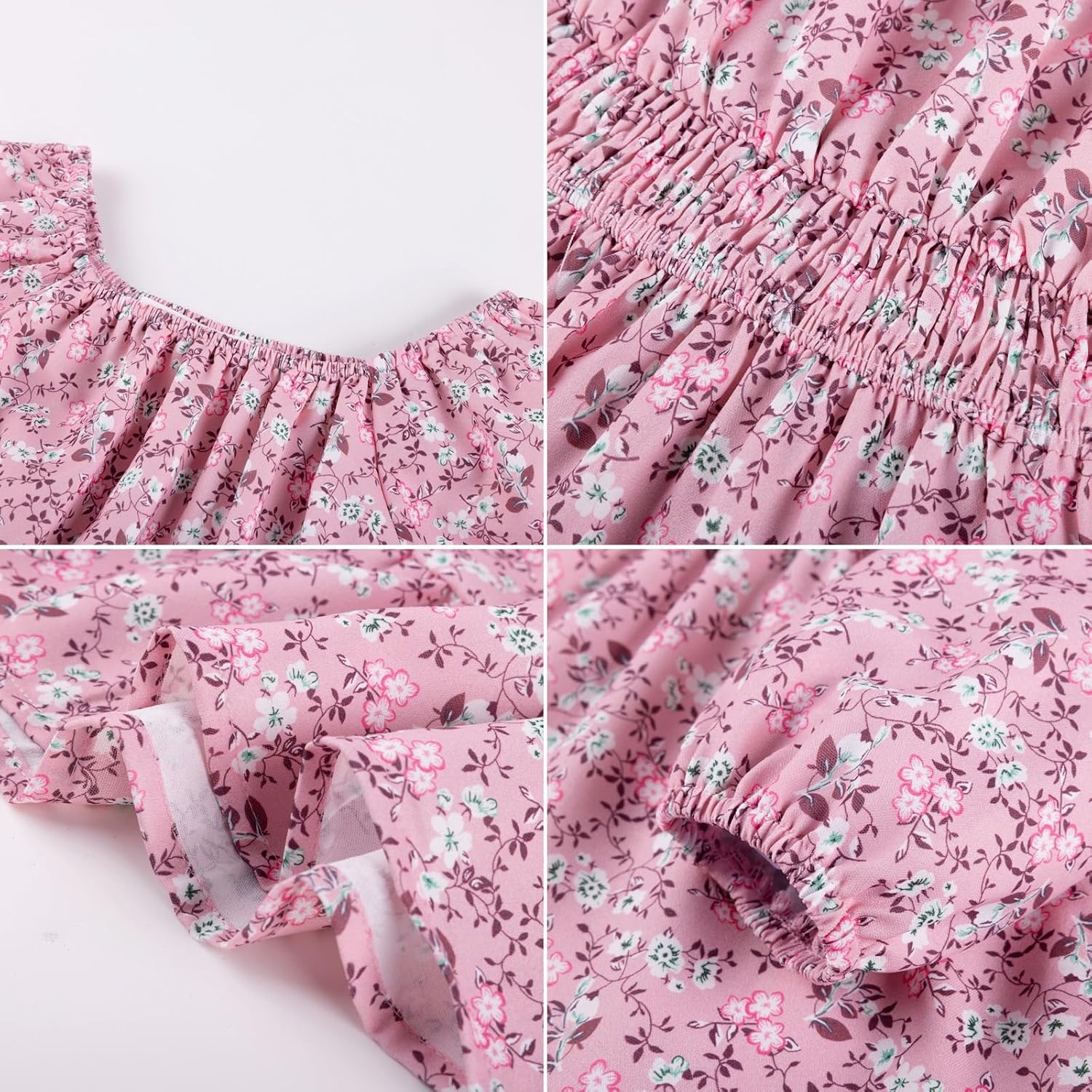 image:imageGRACE KARIN Girls Fall Dress Floral Long Sleeve Midi Smocked Waist HolidayDusty Rose