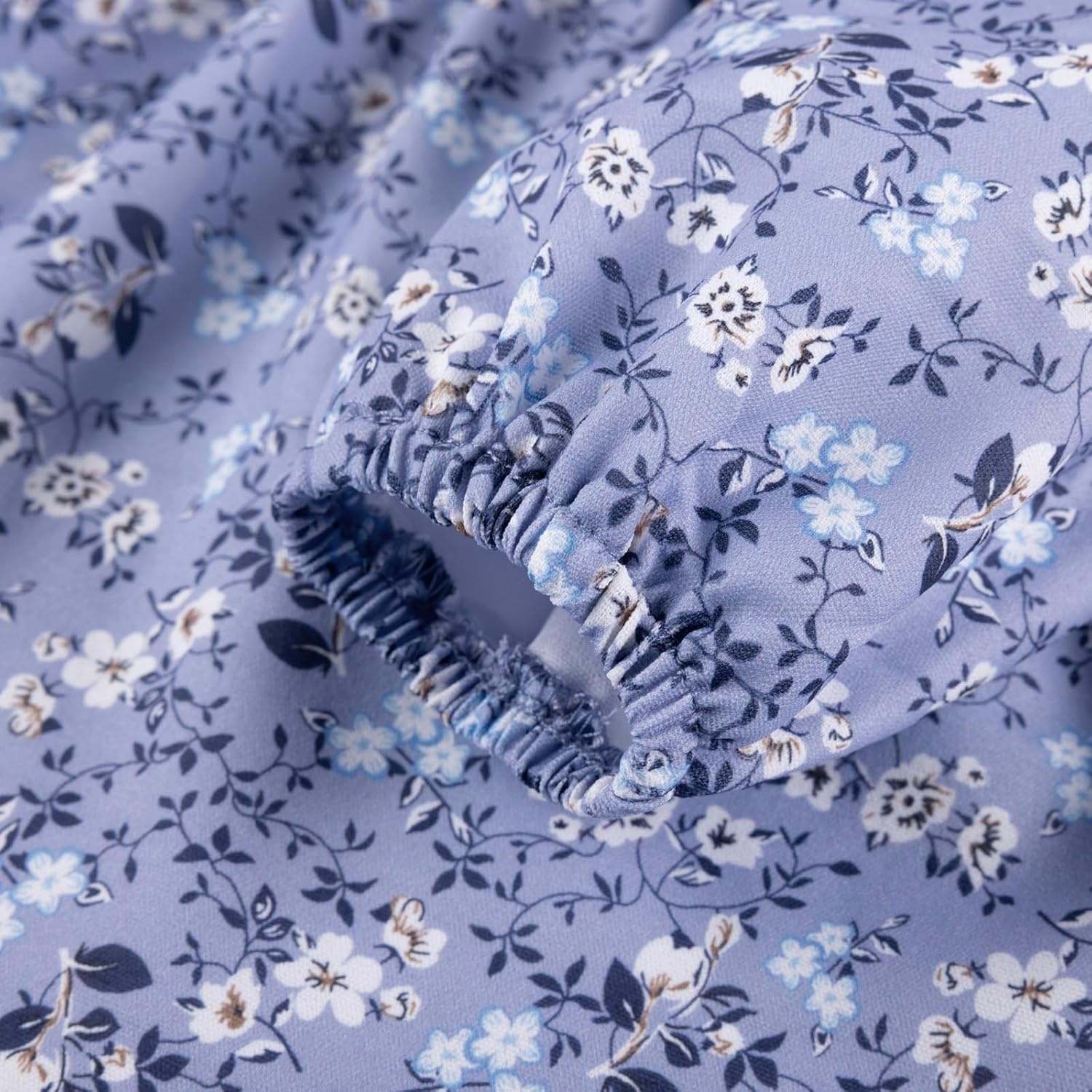 image:imageGRACE KARIN Girls Fall Dress Floral Long Sleeve Midi Smocked Waist HolidayMidnight Bloom