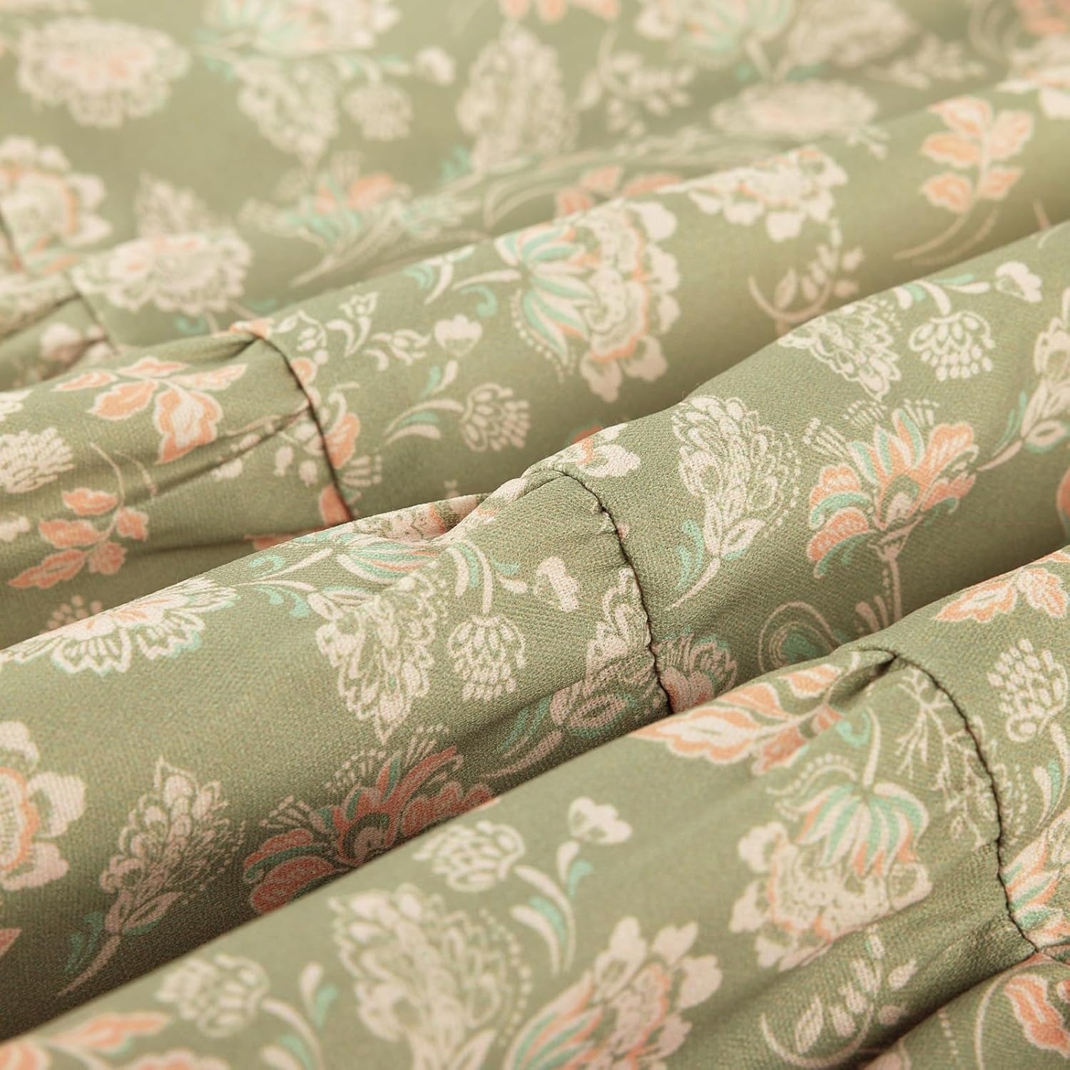 image:imageGRACE KARIN Girls Fall Dress Floral Long Sleeve Midi Smocked Waist HolidayPeachy Sage Floral