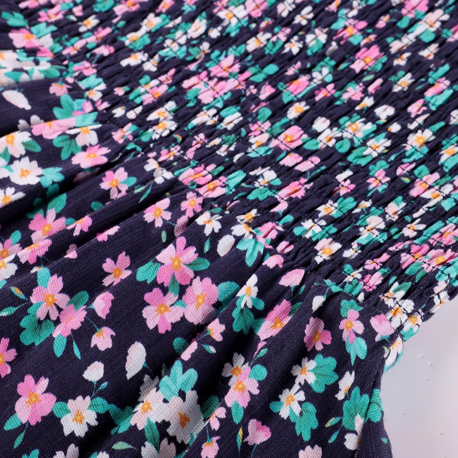 image:imageGRACE KARIN Girls Fall Floral Long Sleeve Casual Tiered Flowy Dresses 714Navy Blue Floral