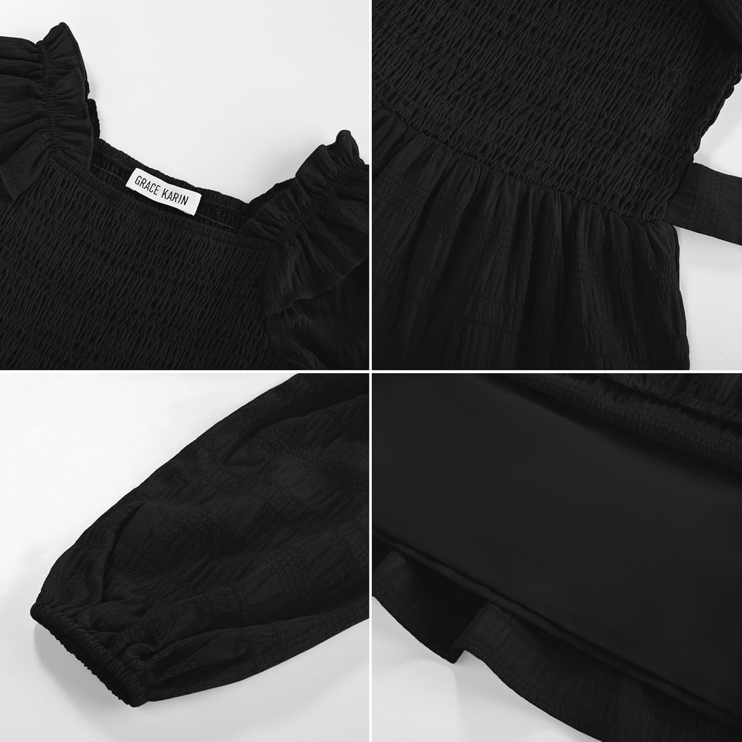 image:imageGRACE KARIN Girls Fall Long Sleeves Casual Christmas Party Festive DressesBlack