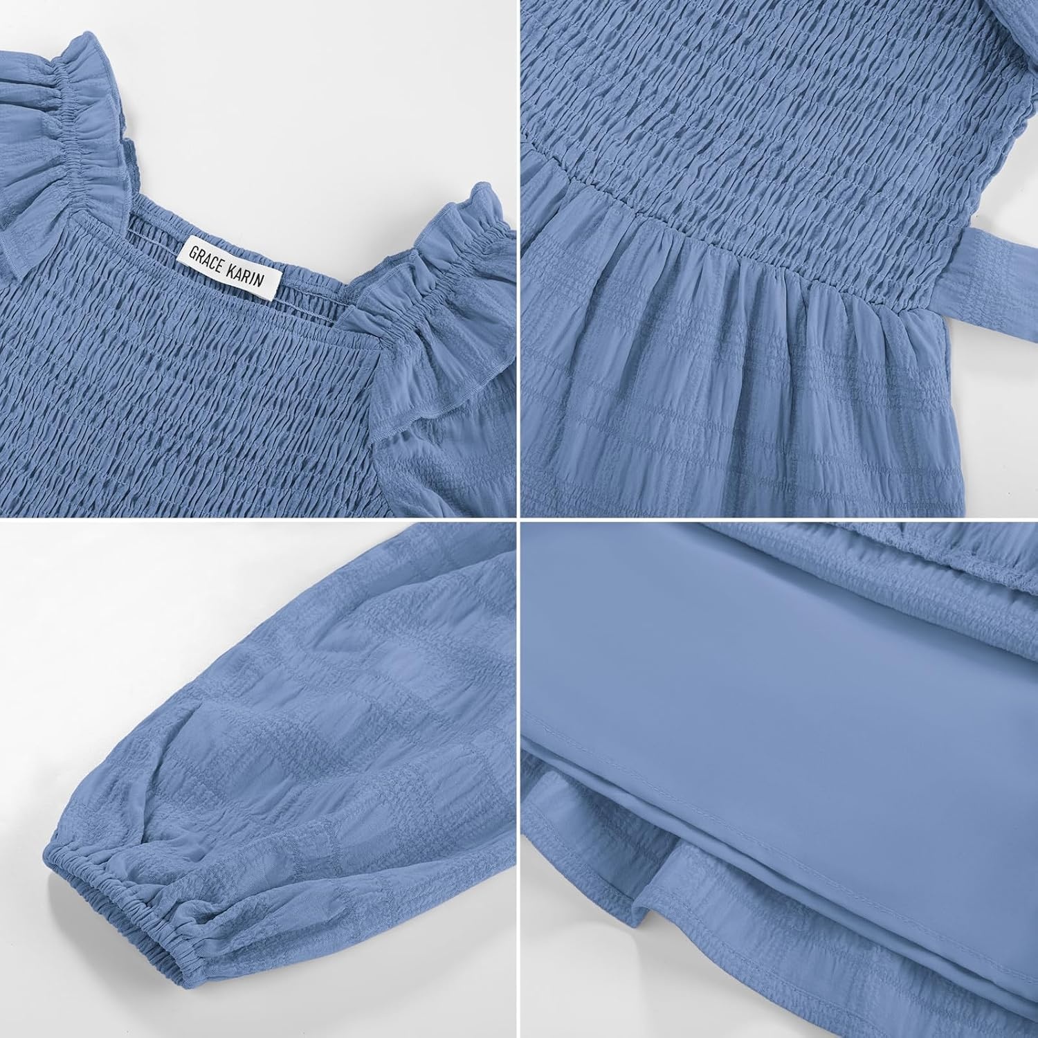 image:imageGRACE KARIN Girls Fall Long Sleeves Casual Christmas Party Festive DressesBlue