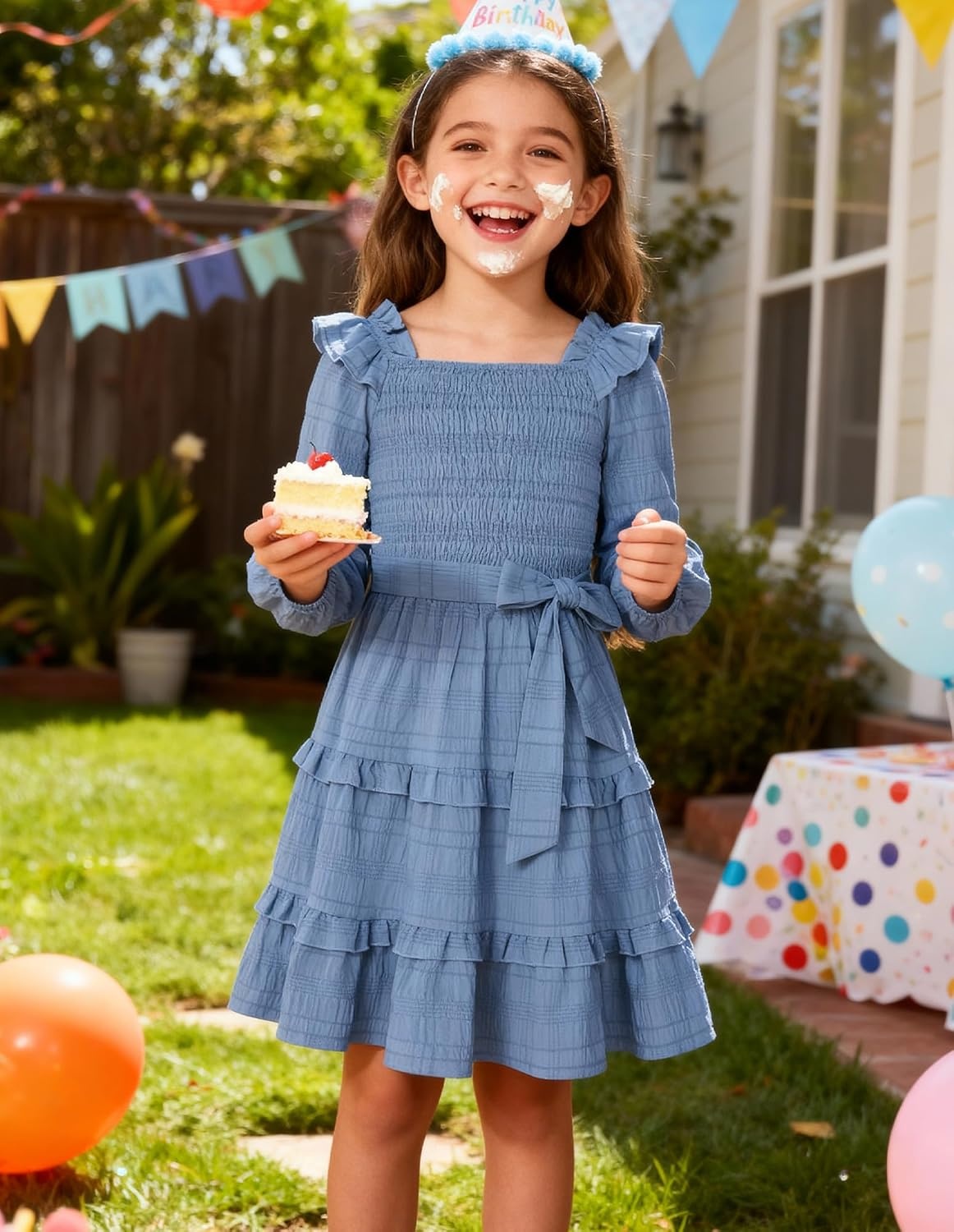 image:imageGRACE KARIN Girls Fall Long Sleeves Casual Christmas Party Festive DressesBlue
