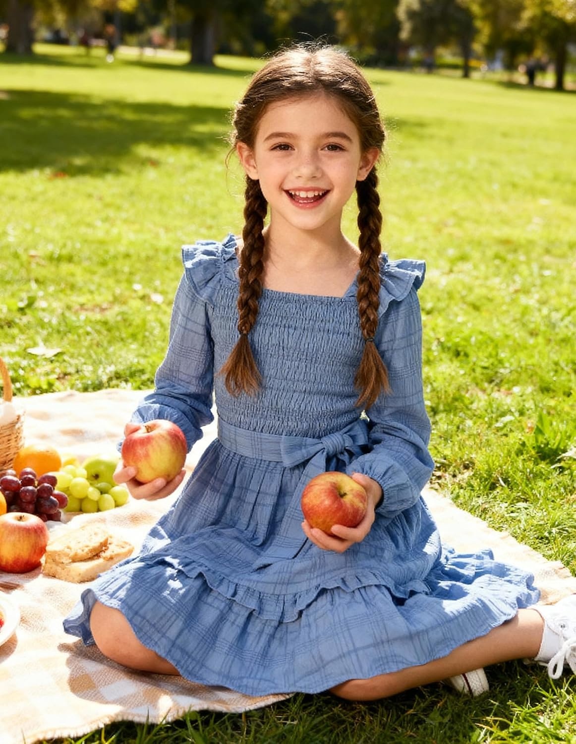 image:imageGRACE KARIN Girls Fall Long Sleeves Casual Christmas Party Festive DressesBlue