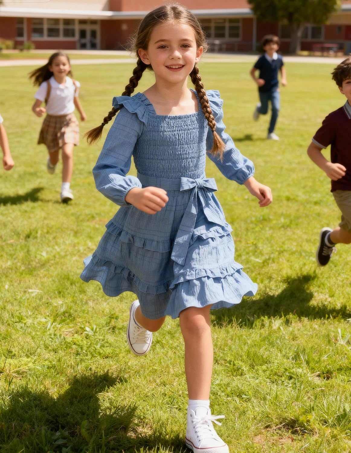 image:imageGRACE KARIN Girls Fall Long Sleeves Casual Christmas Party Festive DressesBlue