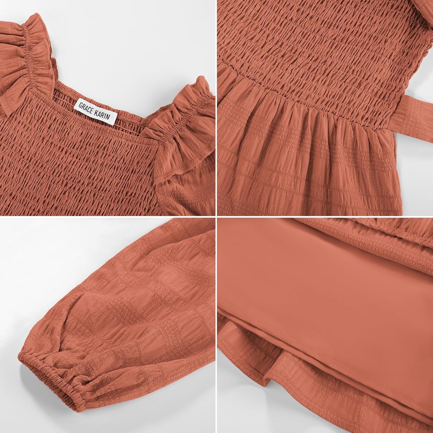 image:imageGRACE KARIN Girls Fall Long Sleeves Casual Christmas Party Festive DressesBrown