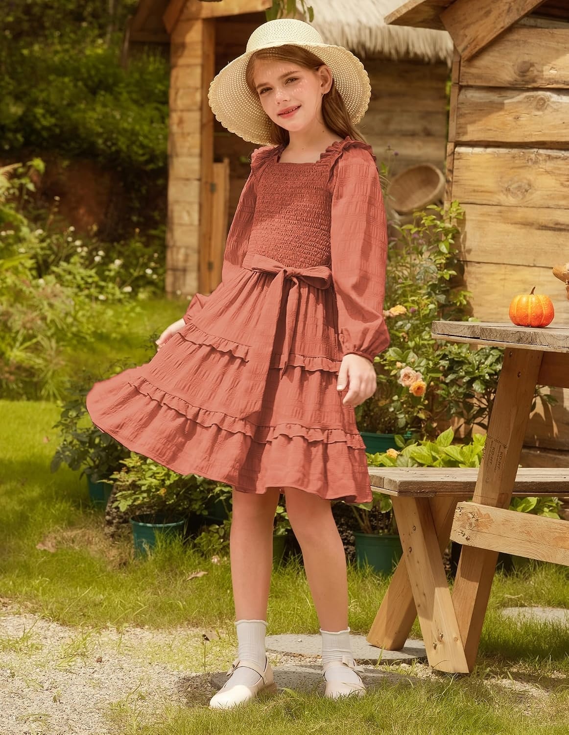 image:imageGRACE KARIN Girls Fall Long Sleeves Casual Christmas Party Festive DressesBrown