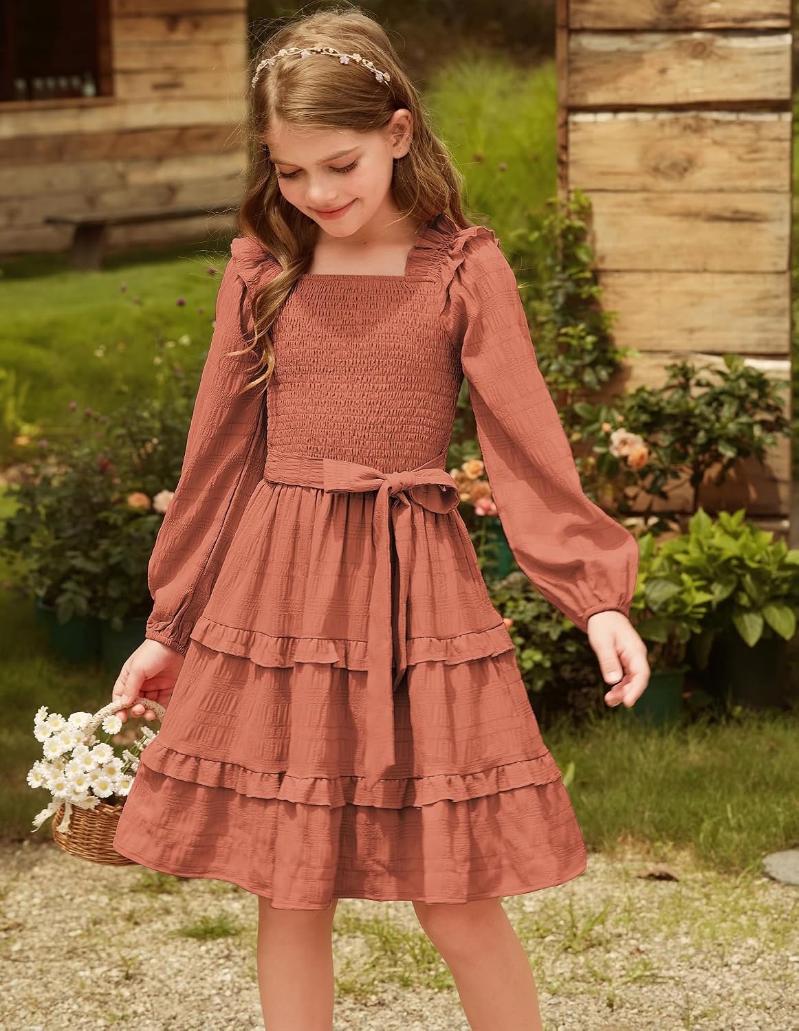 image:imageGRACE KARIN Girls Fall Long Sleeves Casual Christmas Party Festive DressesBrown
