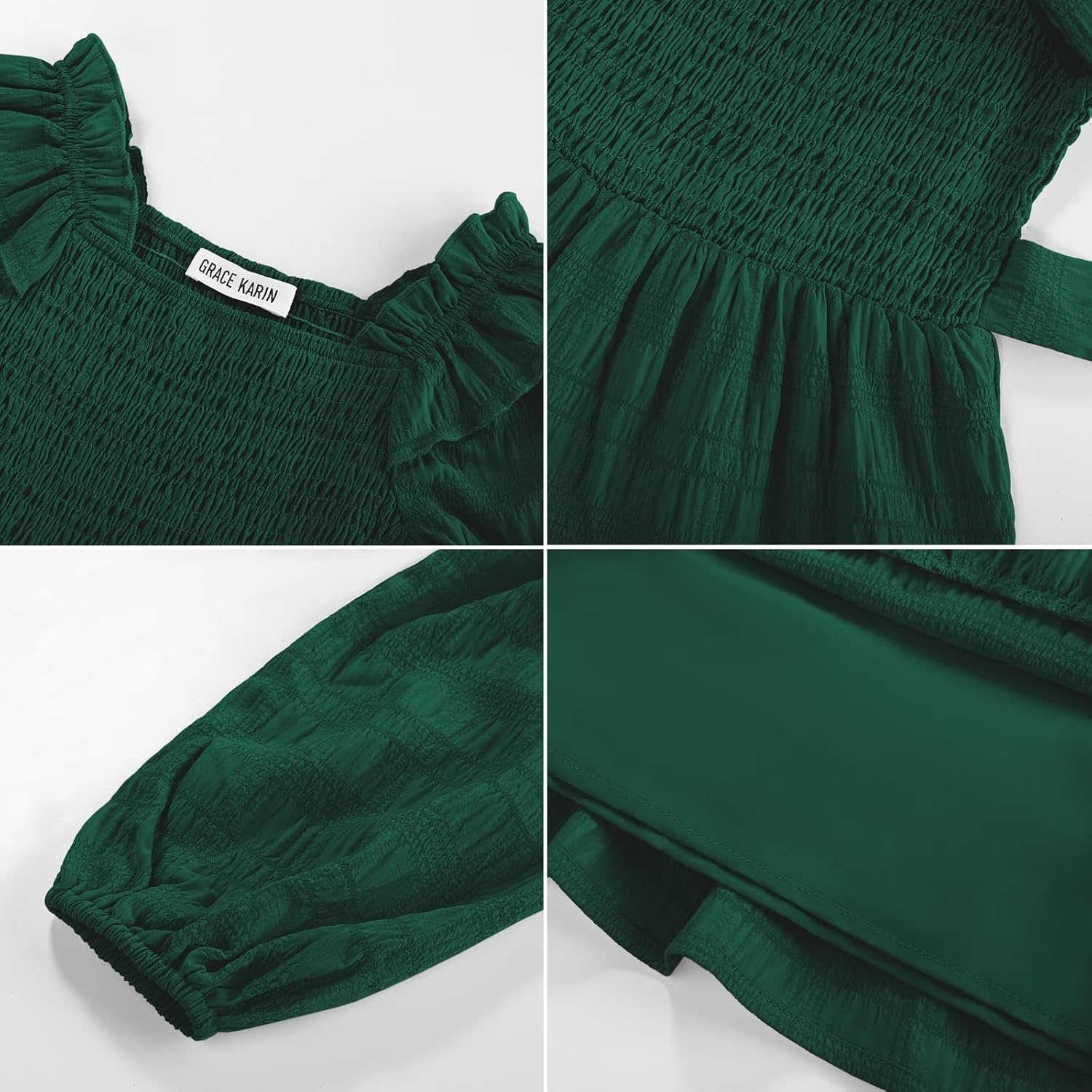 image:imageGRACE KARIN Girls Fall Long Sleeves Casual Christmas Party Festive DressesGreen