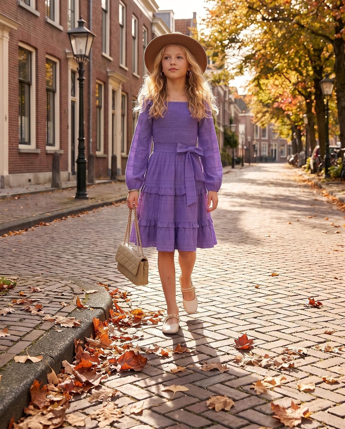 image:imageGRACE KARIN Girls Fall Long Sleeves Casual Christmas Party Festive DressesLight Purple