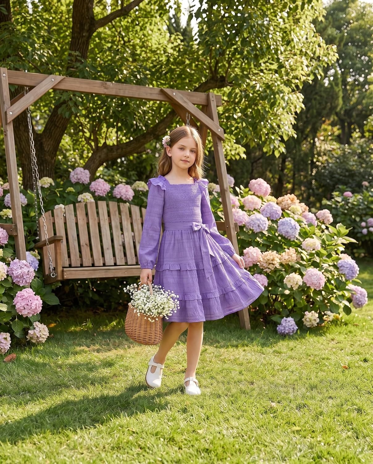 image:imageGRACE KARIN Girls Fall Long Sleeves Casual Christmas Party Festive DressesLight Purple