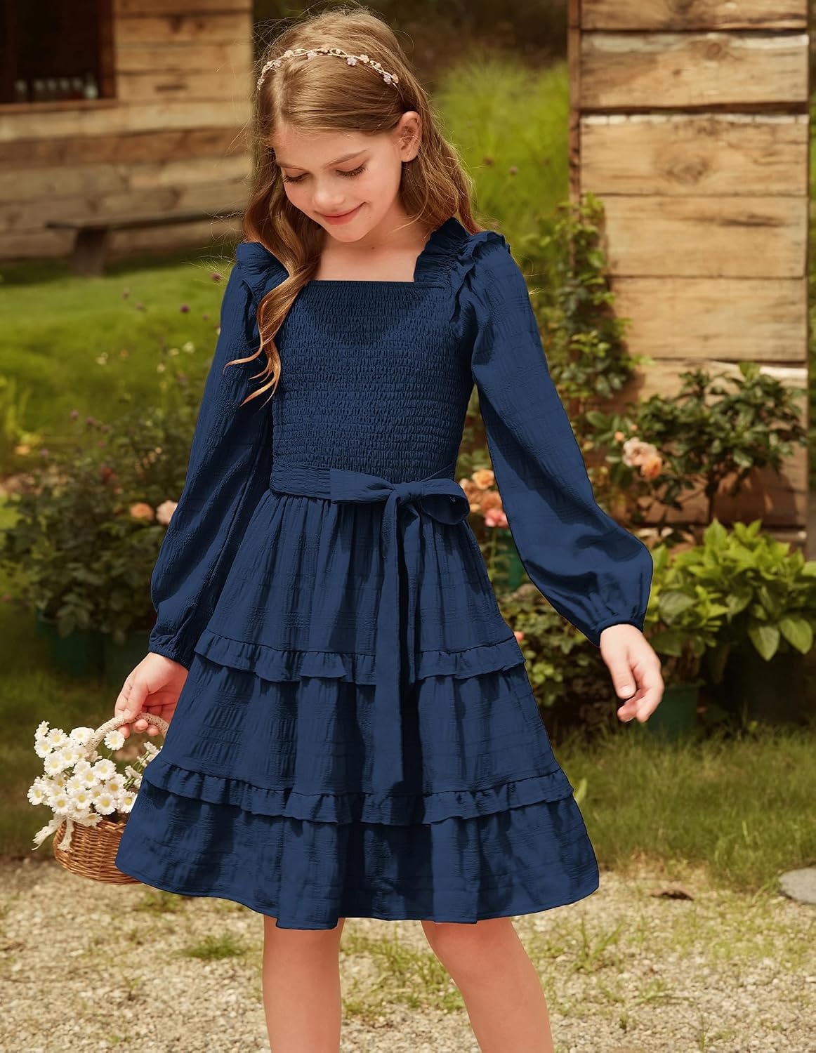 image:imageGRACE KARIN Girls Fall Long Sleeves Casual Christmas Party Festive DressesNavy Blue