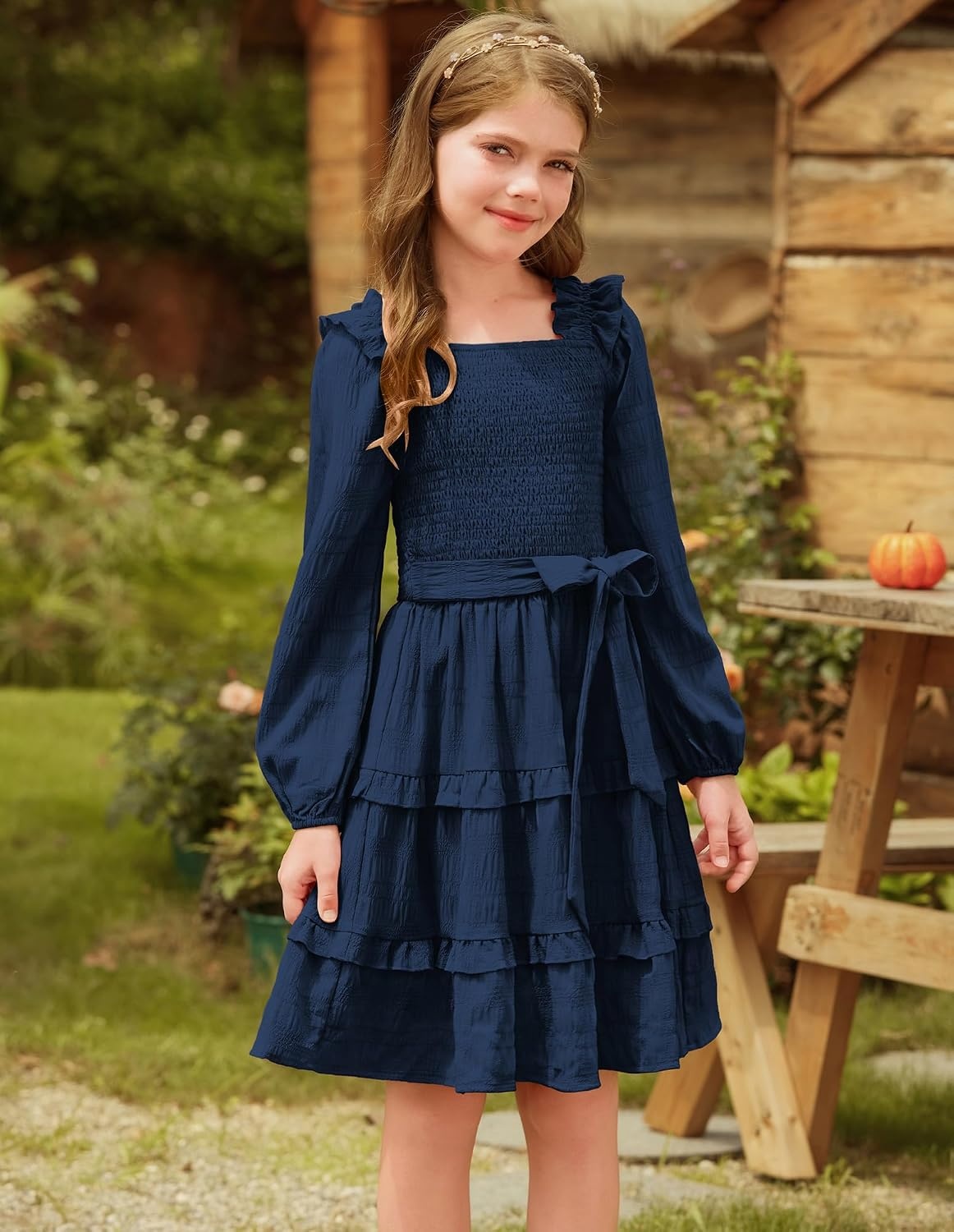image:imageGRACE KARIN Girls Fall Long Sleeves Casual Christmas Party Festive DressesNavy Blue