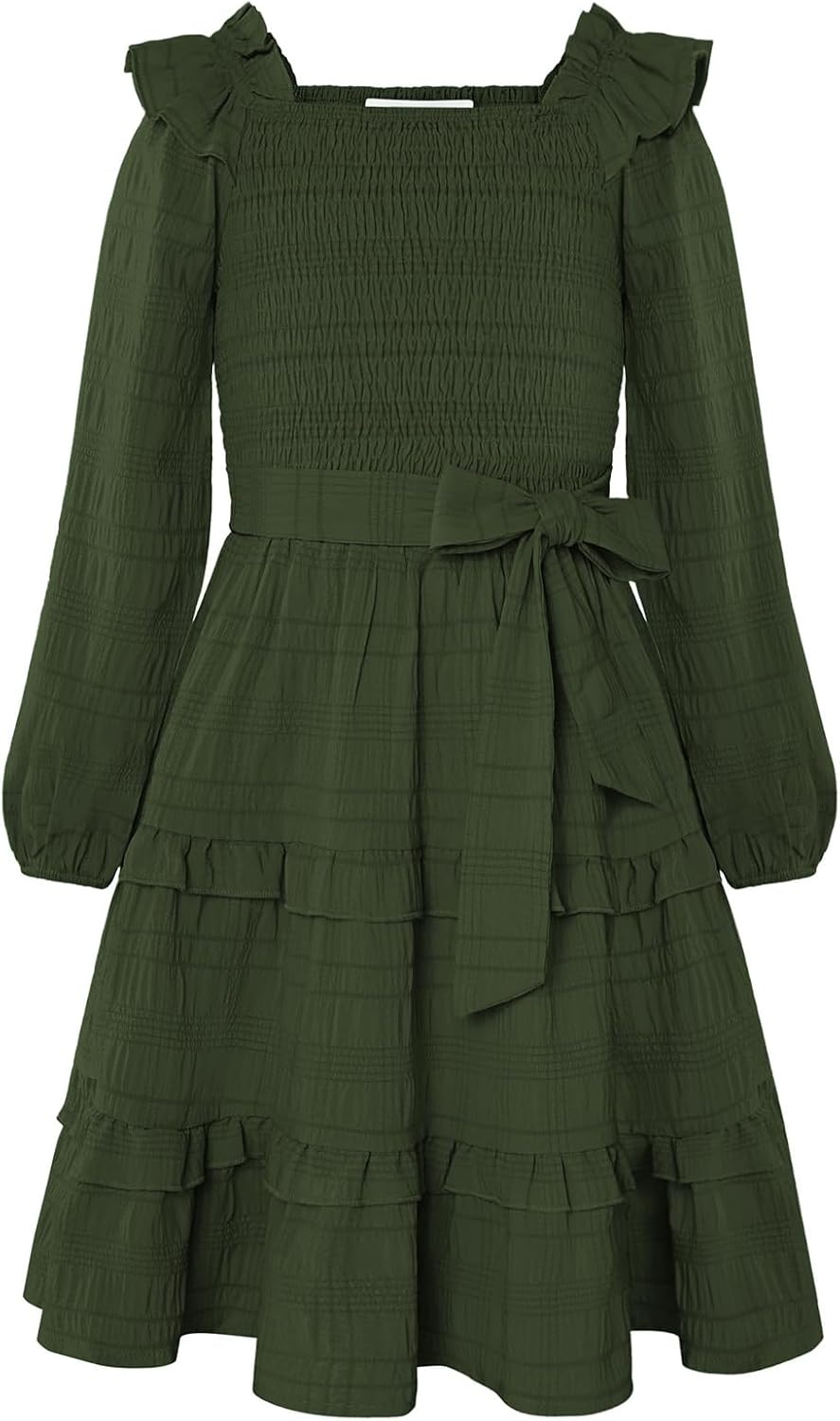 image:imageGRACE KARIN Girls Fall Long Sleeves Casual Christmas Party Festive DressesOlive Green