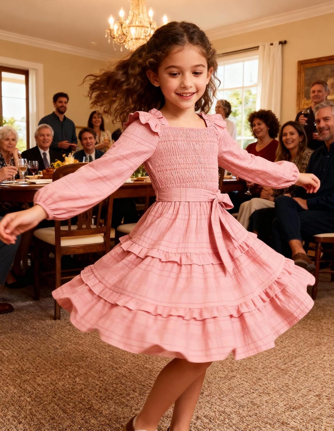 image:imageGRACE KARIN Girls Fall Long Sleeves Casual Christmas Party Festive DressesPink