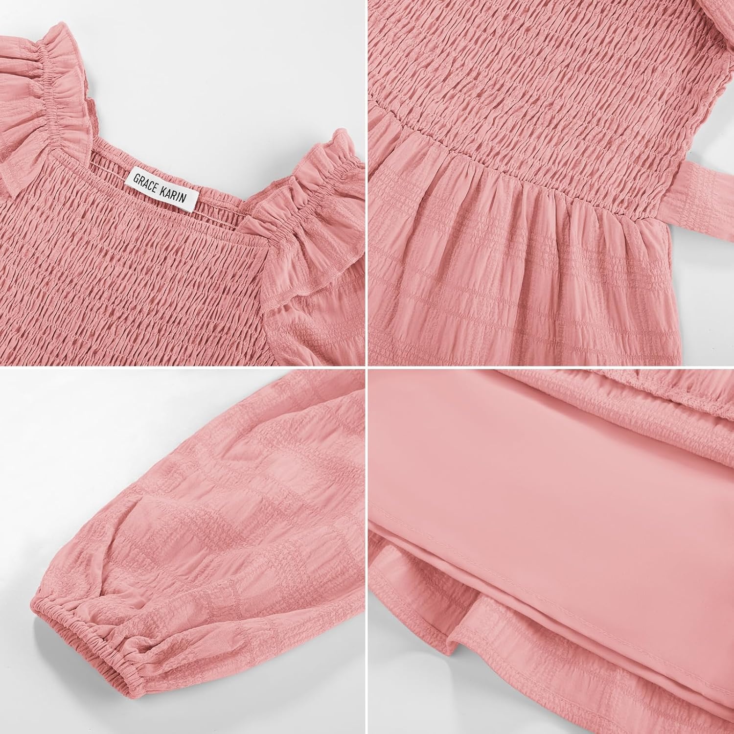 image:imageGRACE KARIN Girls Fall Long Sleeves Casual Christmas Party Festive DressesPink