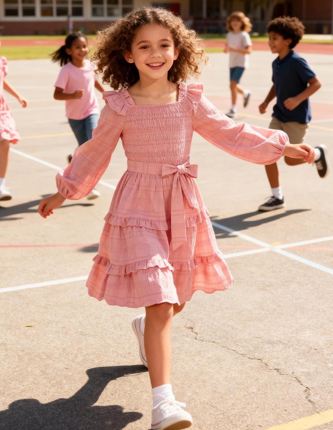 image:imageGRACE KARIN Girls Fall Long Sleeves Casual Christmas Party Festive DressesPink